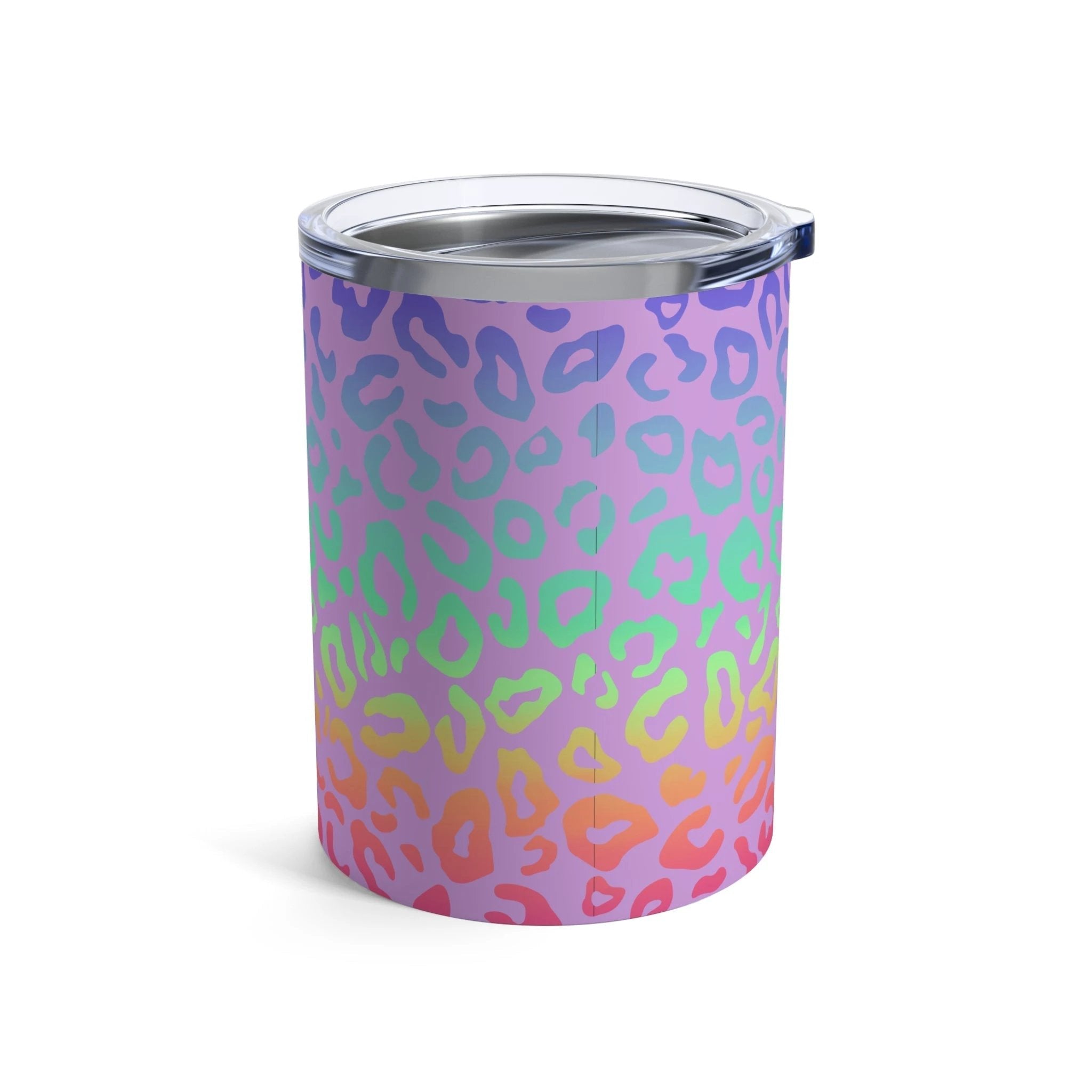 Bespattered Facade Rainbow Leopard Tumbler 10oz by Bespattered Facade