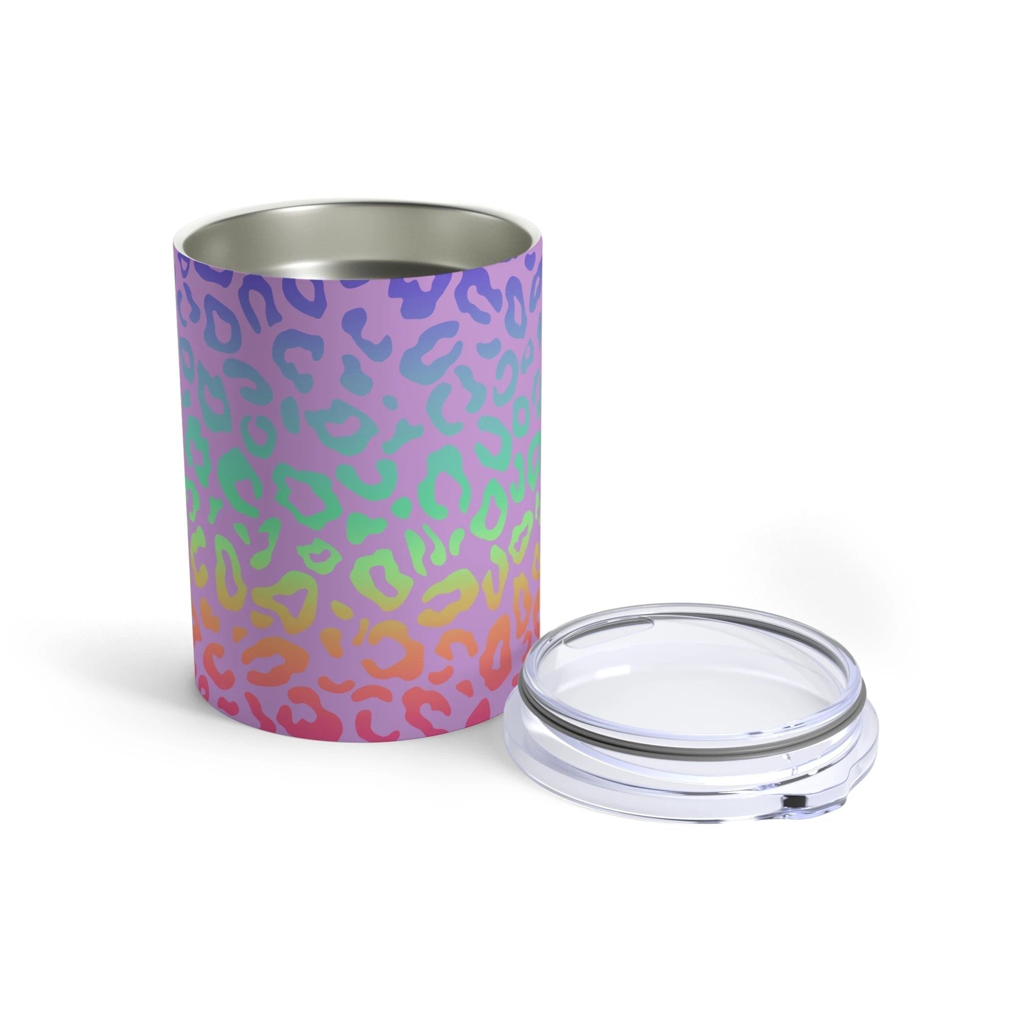 Bespattered Facade Rainbow Leopard Tumbler 10oz by Bespattered Facade