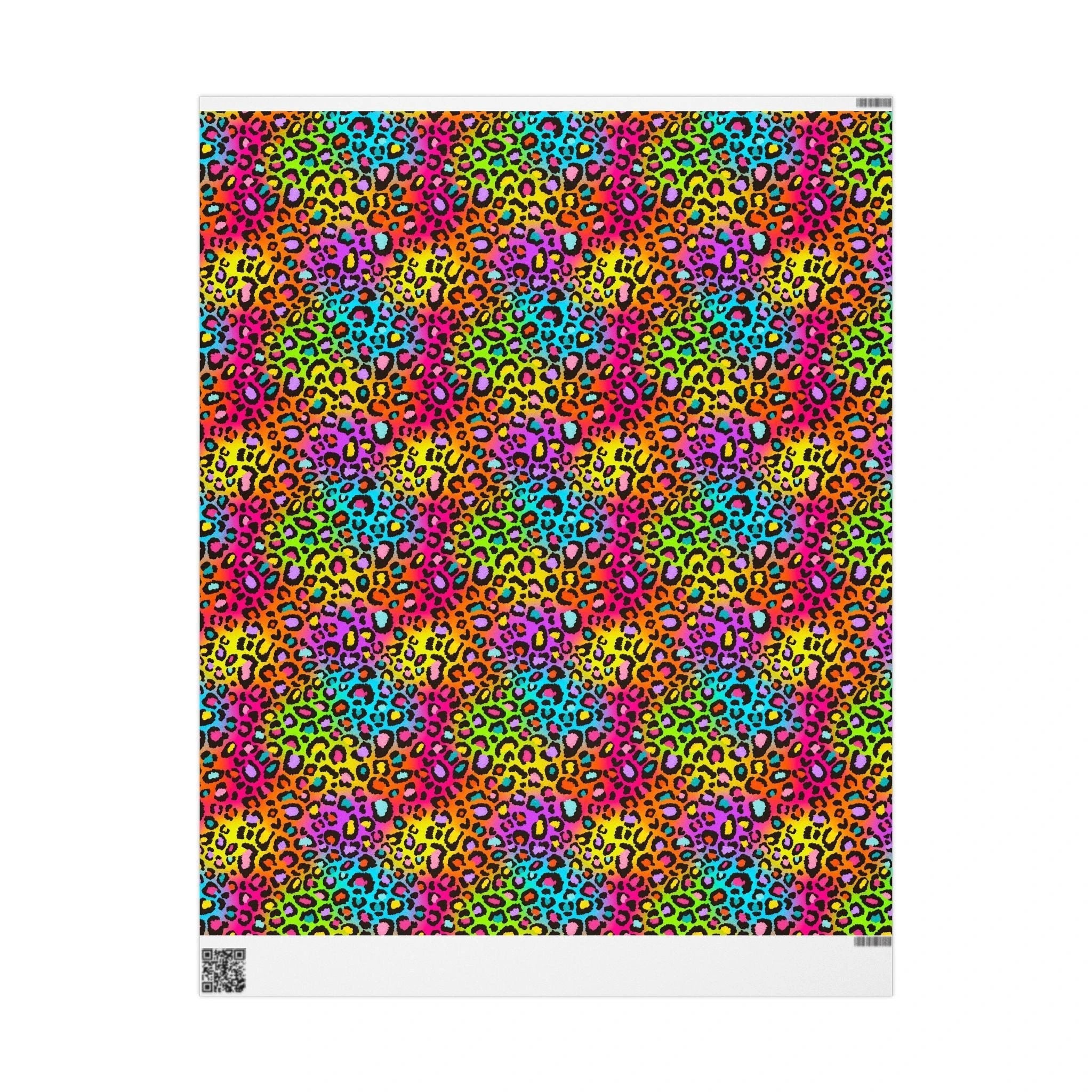 Bespattered Facade Rainbow Leopard Wrapping Paper | Three Sizes | Glossy or Matte by Bespattered Facade