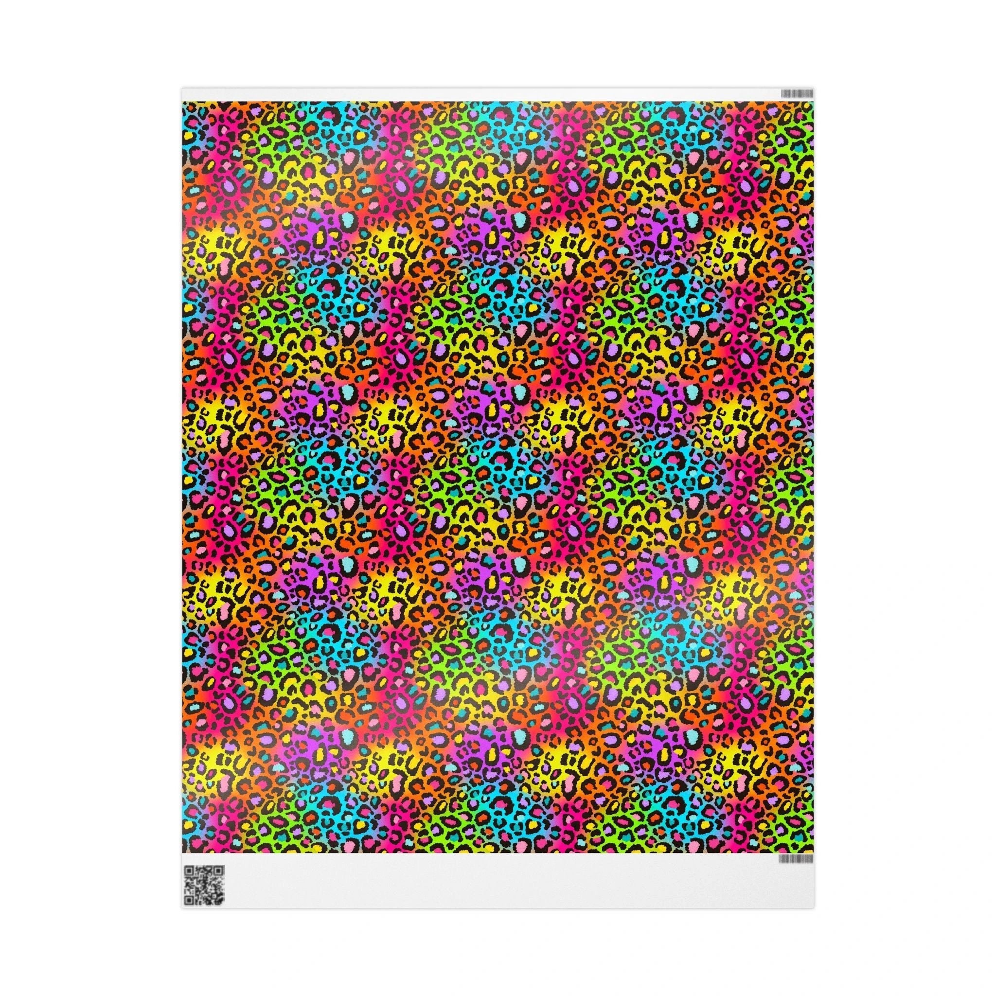 Bespattered Facade Rainbow Leopard Wrapping Paper | Three Sizes | Glossy or Matte by Bespattered Facade