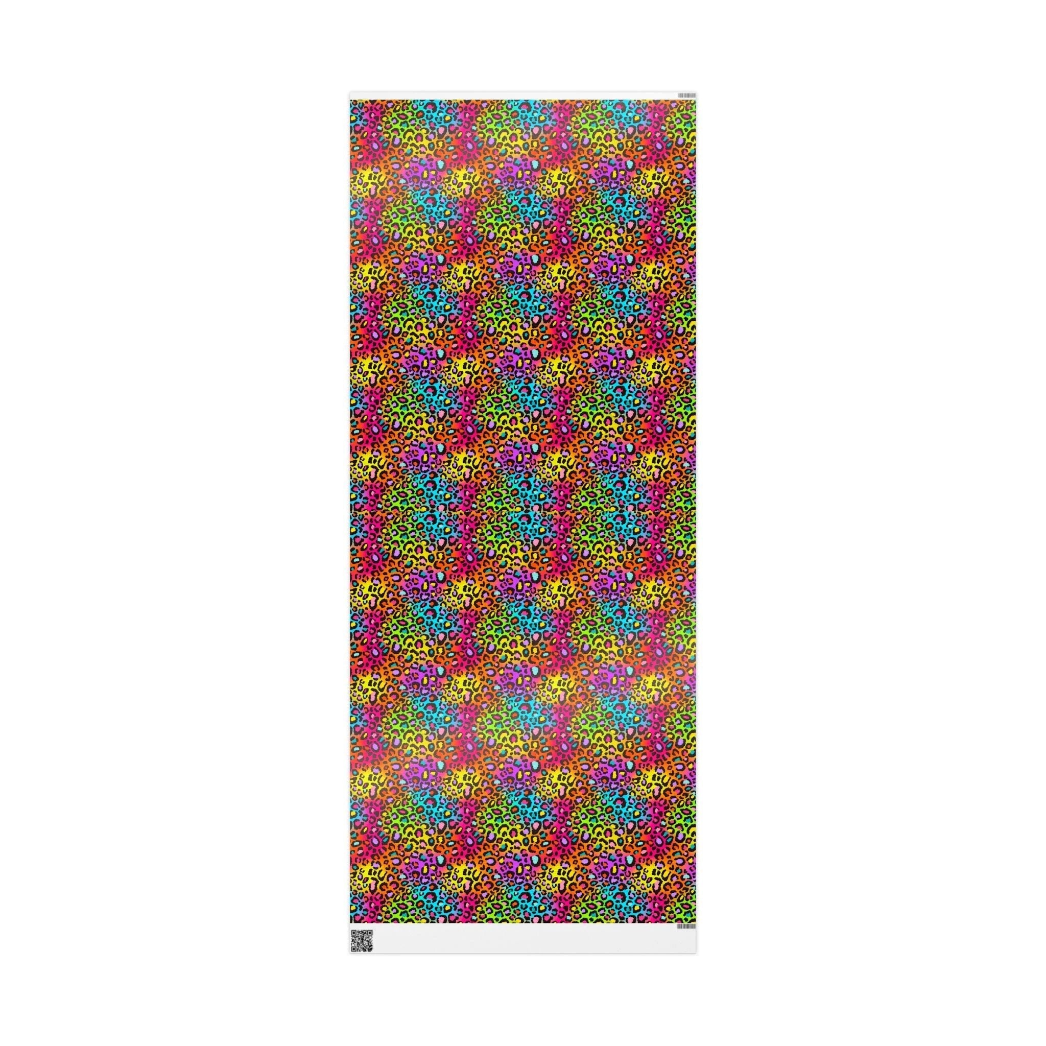 Bespattered Facade Rainbow Leopard Wrapping Paper | Three Sizes | Glossy or Matte by Bespattered Facade