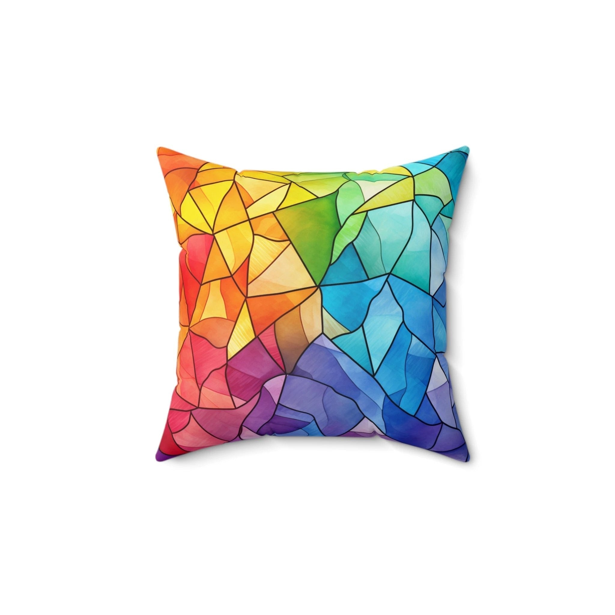 Bespattered Facade Rainbow Mosaic Faux Suede Square Throw Pillow | 4 Sizes by Bespattered Facade
