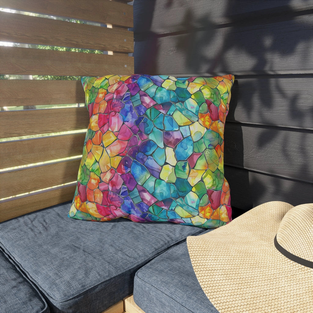 Bespattered Facade Rainbow Mosaic UV-Resistant Outdoor Pillows | 4 Sizes by Bespattered Facade