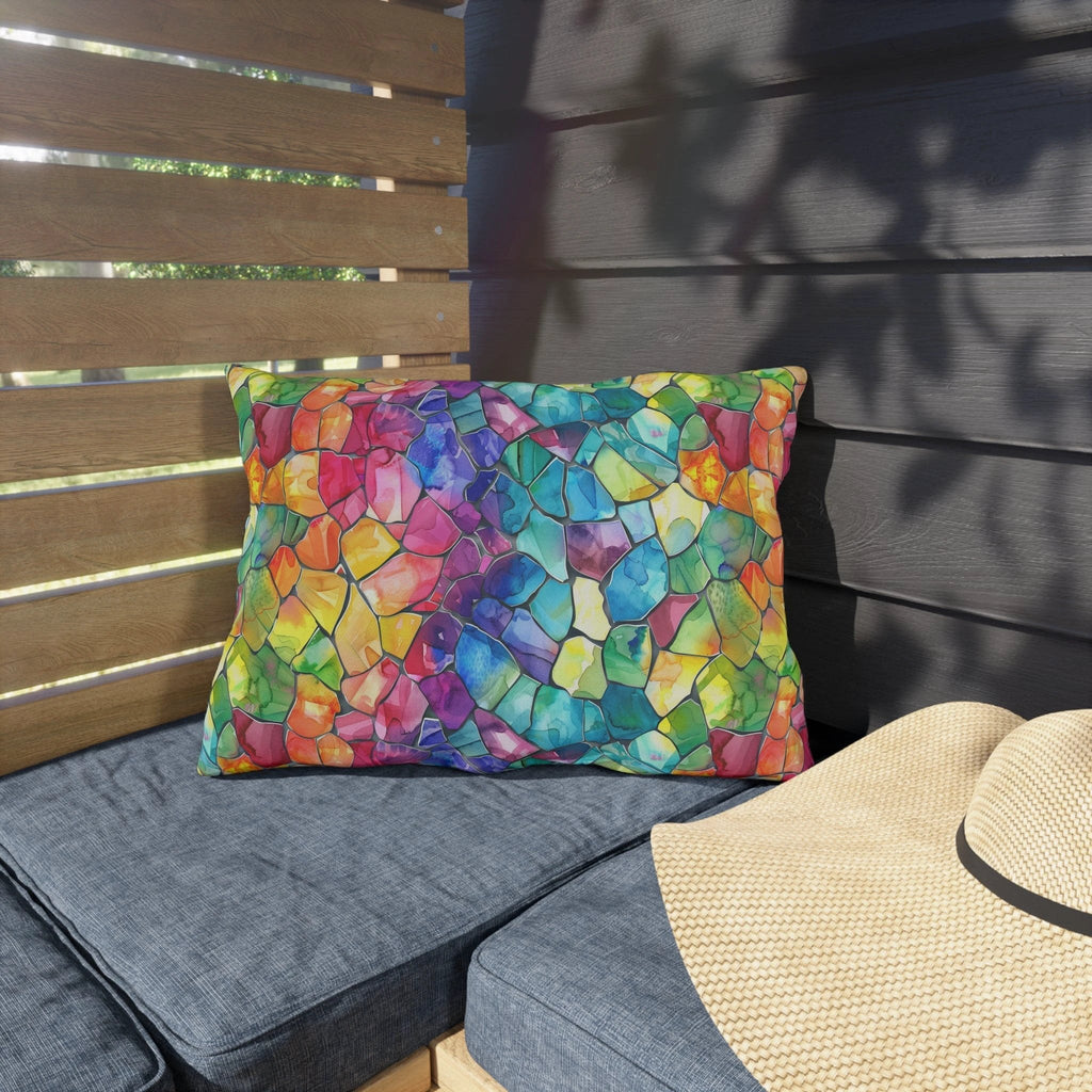 Bespattered Facade Rainbow Mosaic UV-Resistant Outdoor Pillows | 4 Sizes by Bespattered Facade