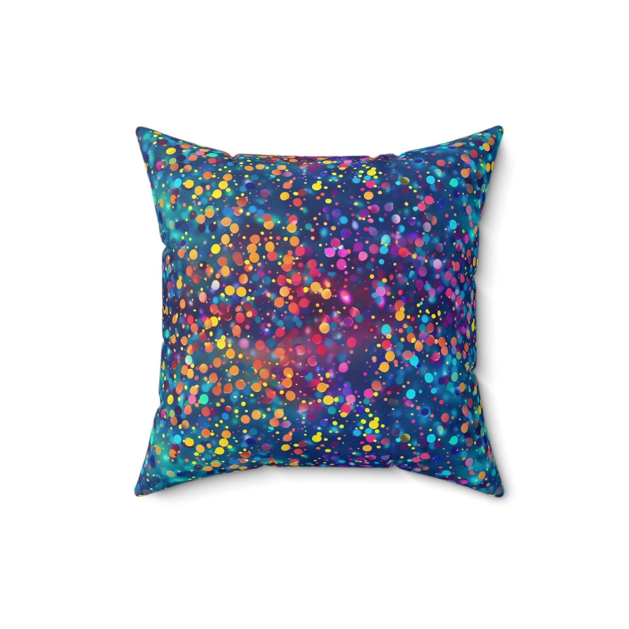 Bespattered Facade Rainbow Party Dots Square Throw Pillow | 4 Sizes by Bespattered Facade