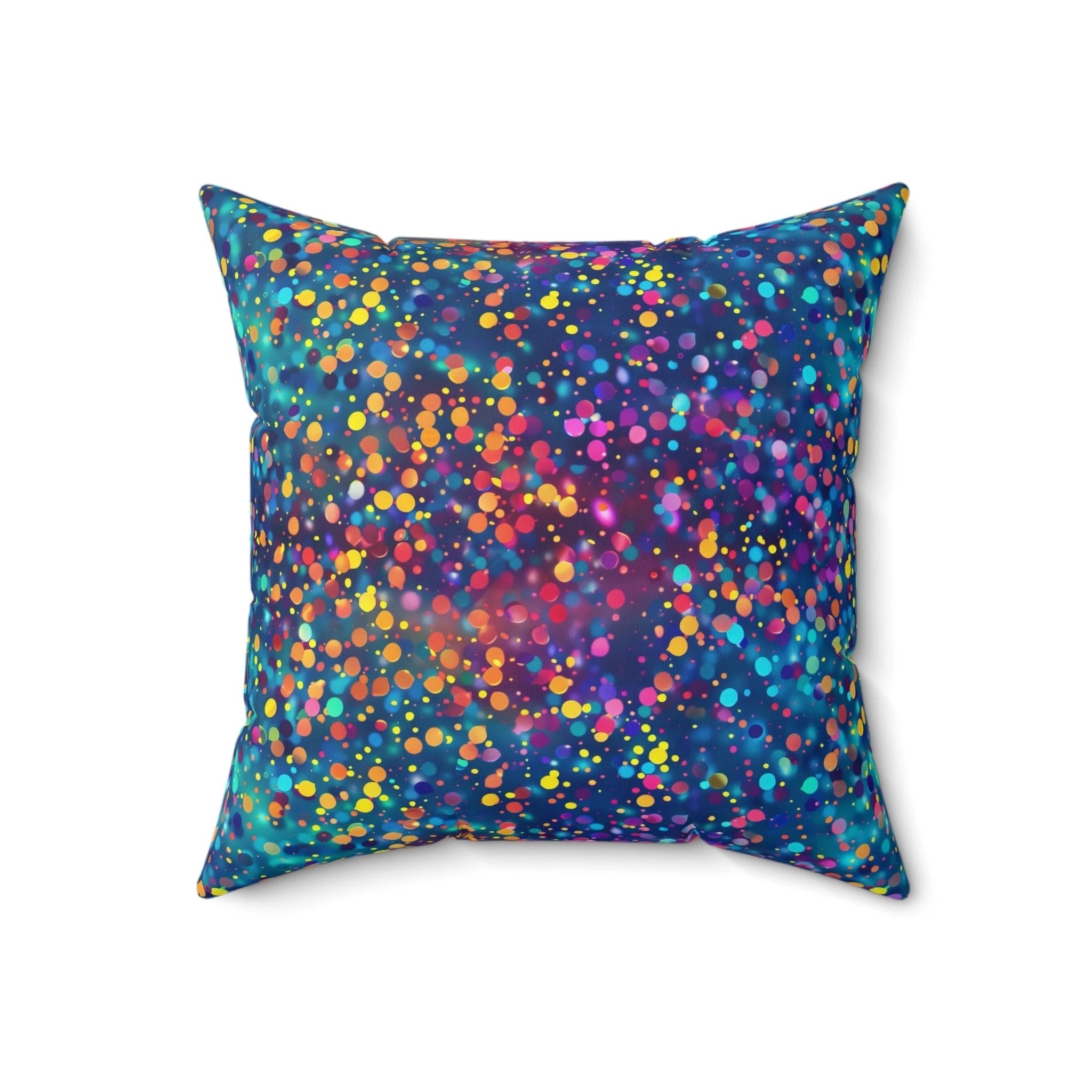 Bespattered Facade Rainbow Party Dots Square Throw Pillow | 4 Sizes by Bespattered Facade