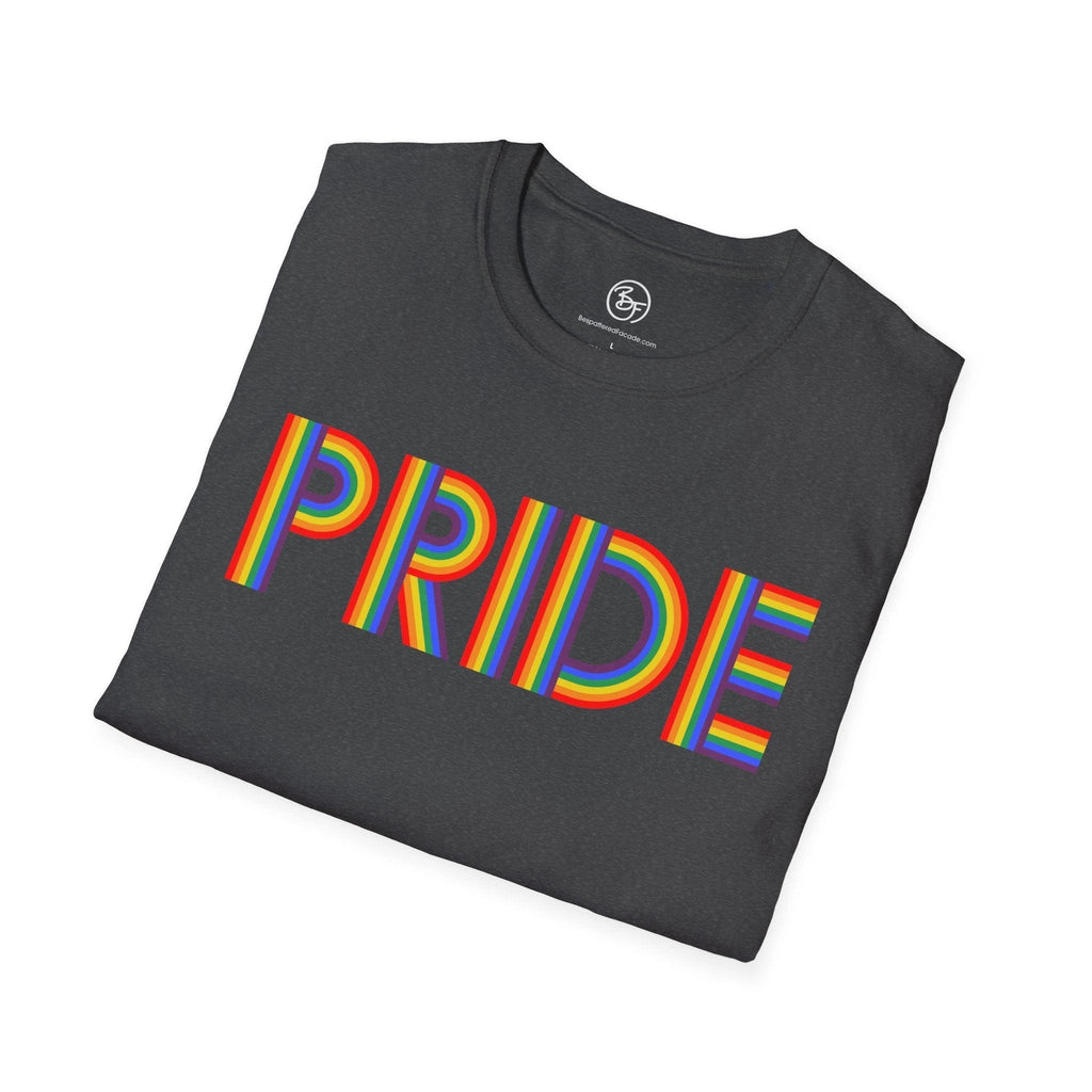 Bespattered Facade Rainbow Pride Ribbon Letters Unisex Softstyle T-Shirt by Bespattered Facade