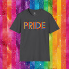 Bespattered Facade Rainbow Pride Ribbon Letters Unisex Softstyle T-Shirt by Bespattered Facade