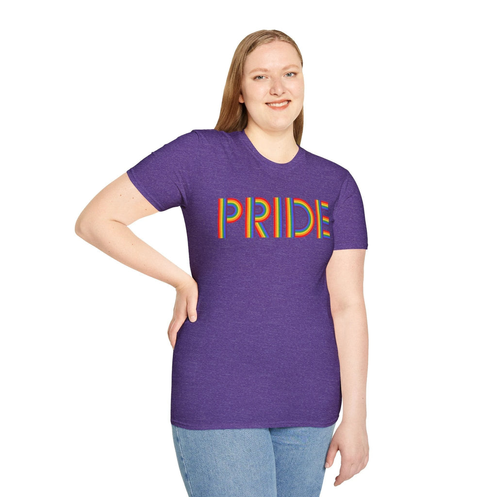 Bespattered Facade Rainbow Pride Ribbon Letters Unisex Softstyle T-Shirt by Bespattered Facade