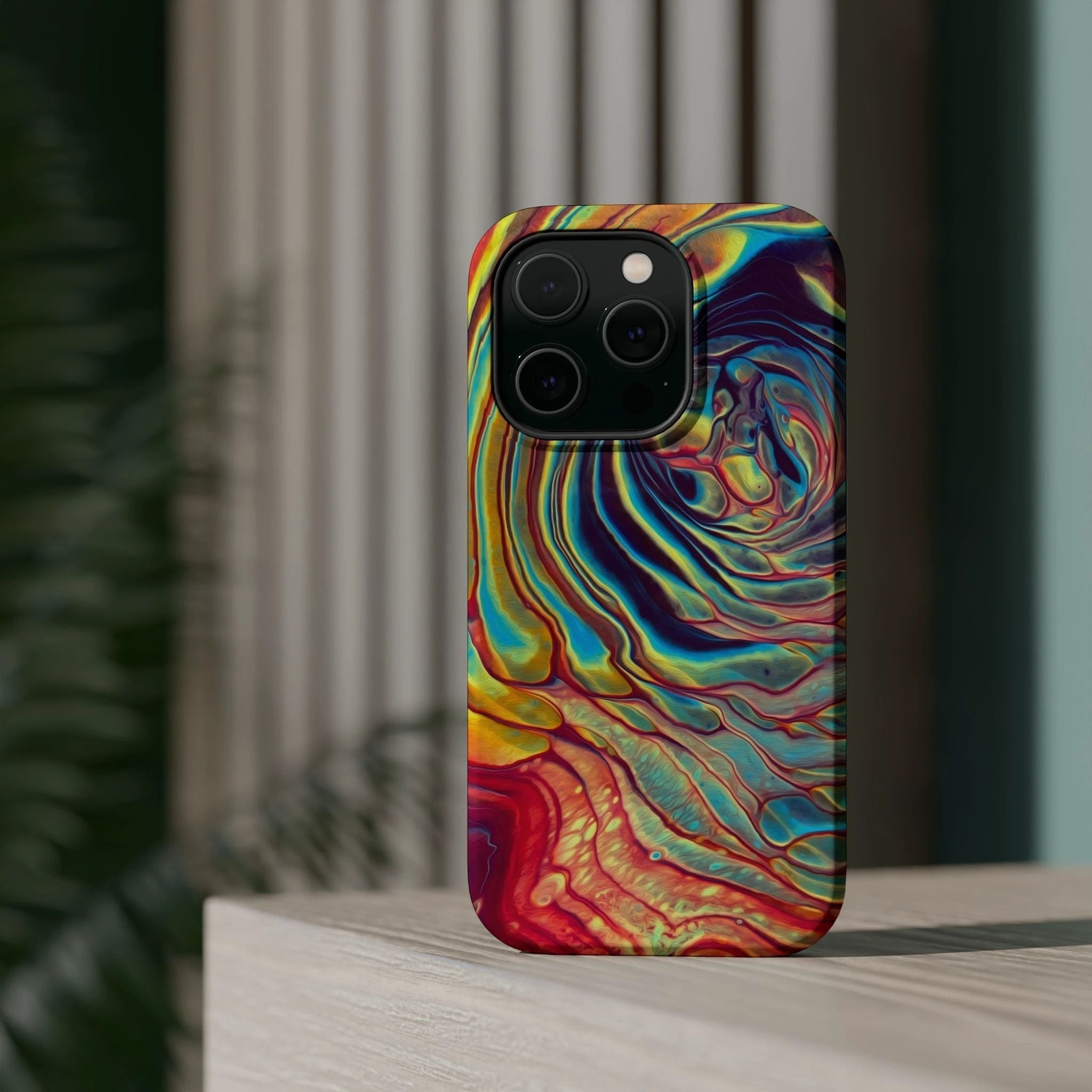 Bespattered Facade Rainbow Rings Abstract Art MagSafe Tough Case by Bespattered Facade