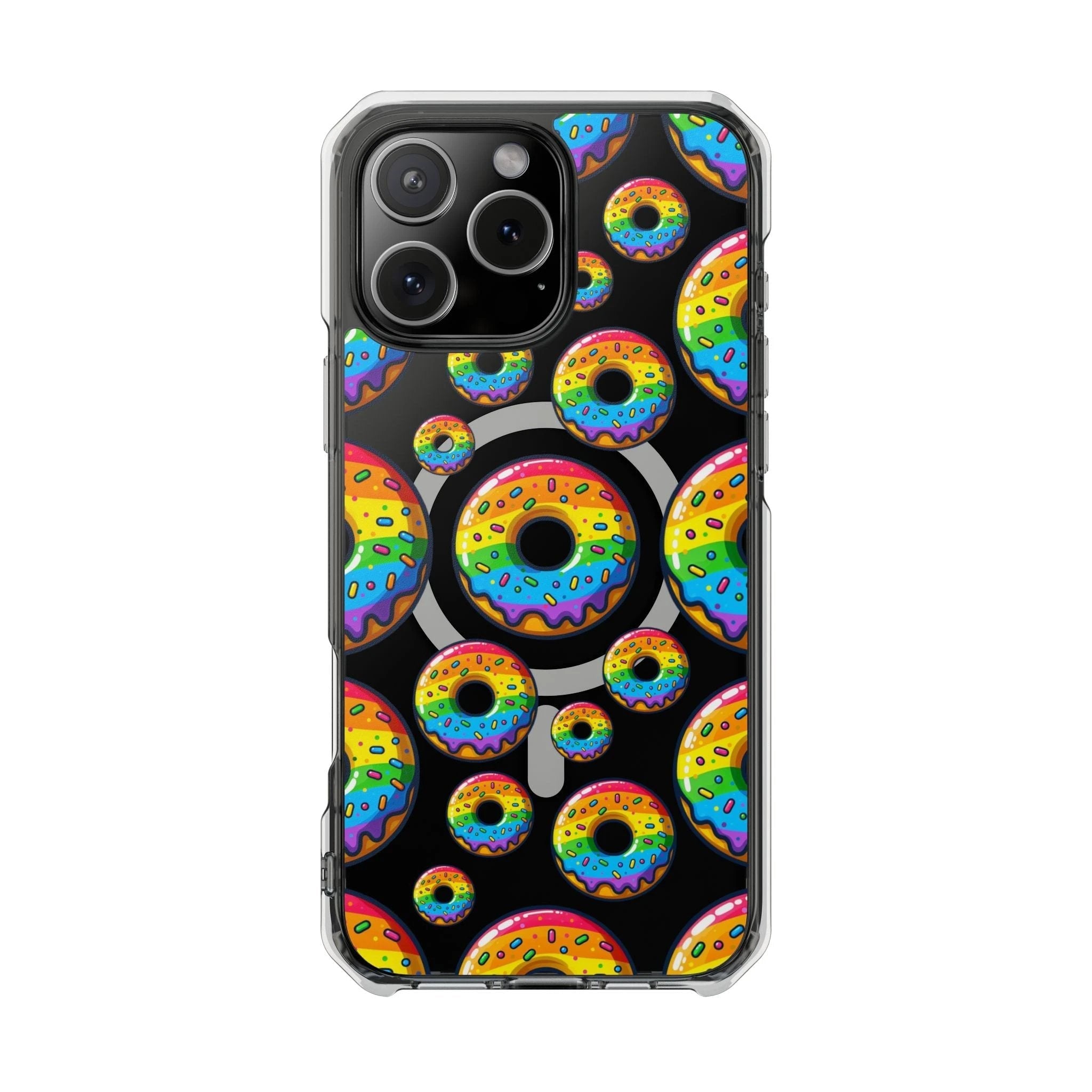 Bespattered Facade Rainbow Sprinkle Donut MagSafe Clear Impact Cases by Bespattered Facade