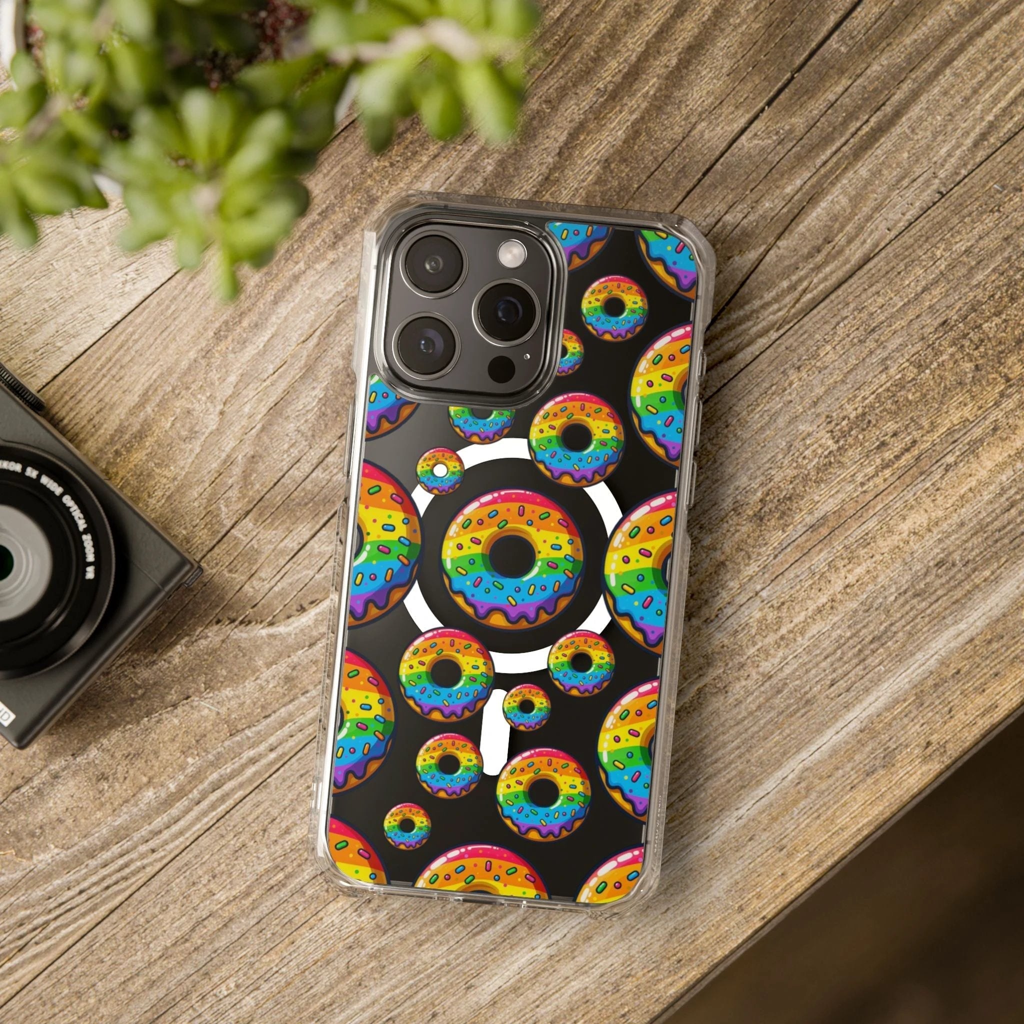 Bespattered Facade Rainbow Sprinkle Donut MagSafe Clear Impact Cases by Bespattered Facade