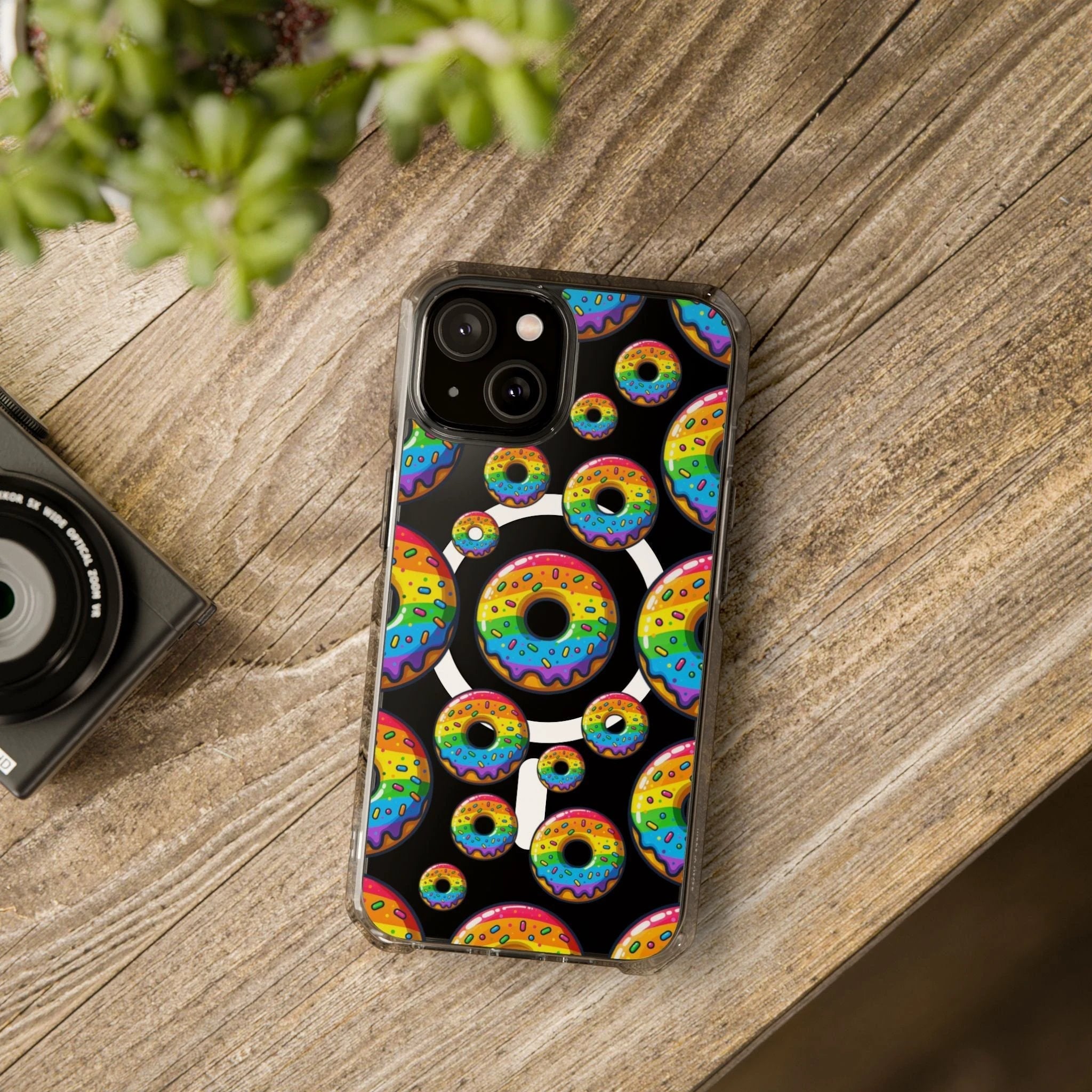 Bespattered Facade Rainbow Sprinkle Donut MagSafe Clear Impact Cases by Bespattered Facade