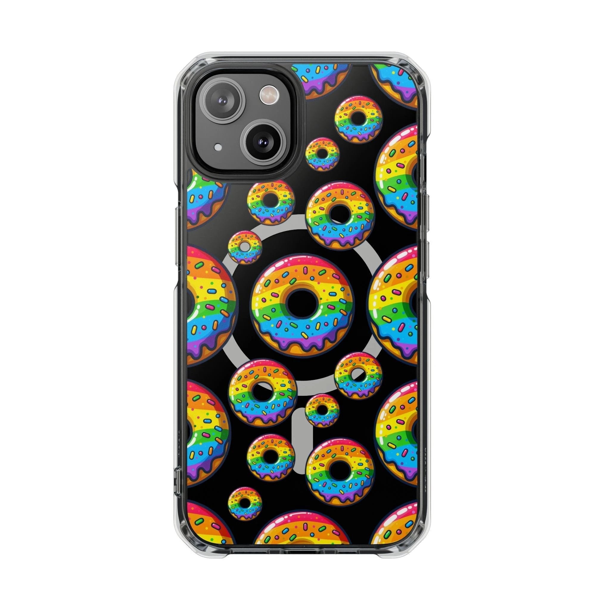 Bespattered Facade Rainbow Sprinkle Donut MagSafe Clear Impact Cases by Bespattered Facade