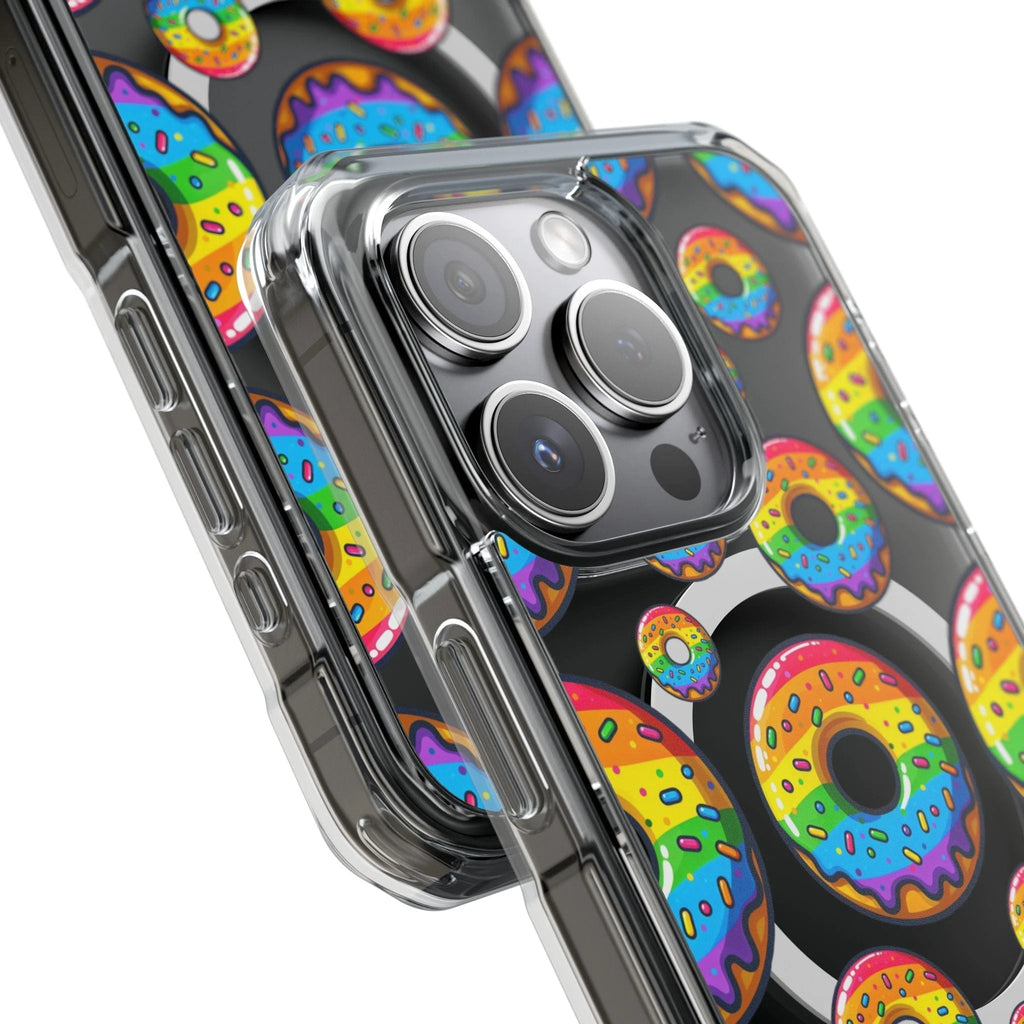 Bespattered Facade Rainbow Sprinkle Donut MagSafe Clear Impact Cases by Bespattered Facade