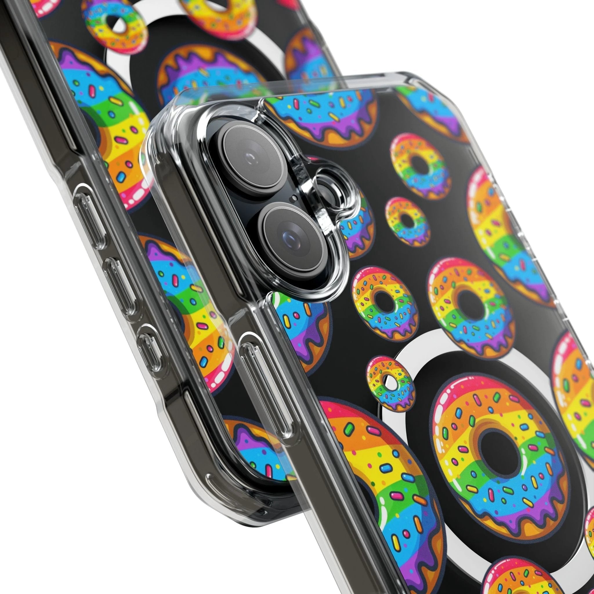 Bespattered Facade Rainbow Sprinkle Donut MagSafe Clear Impact Cases by Bespattered Facade