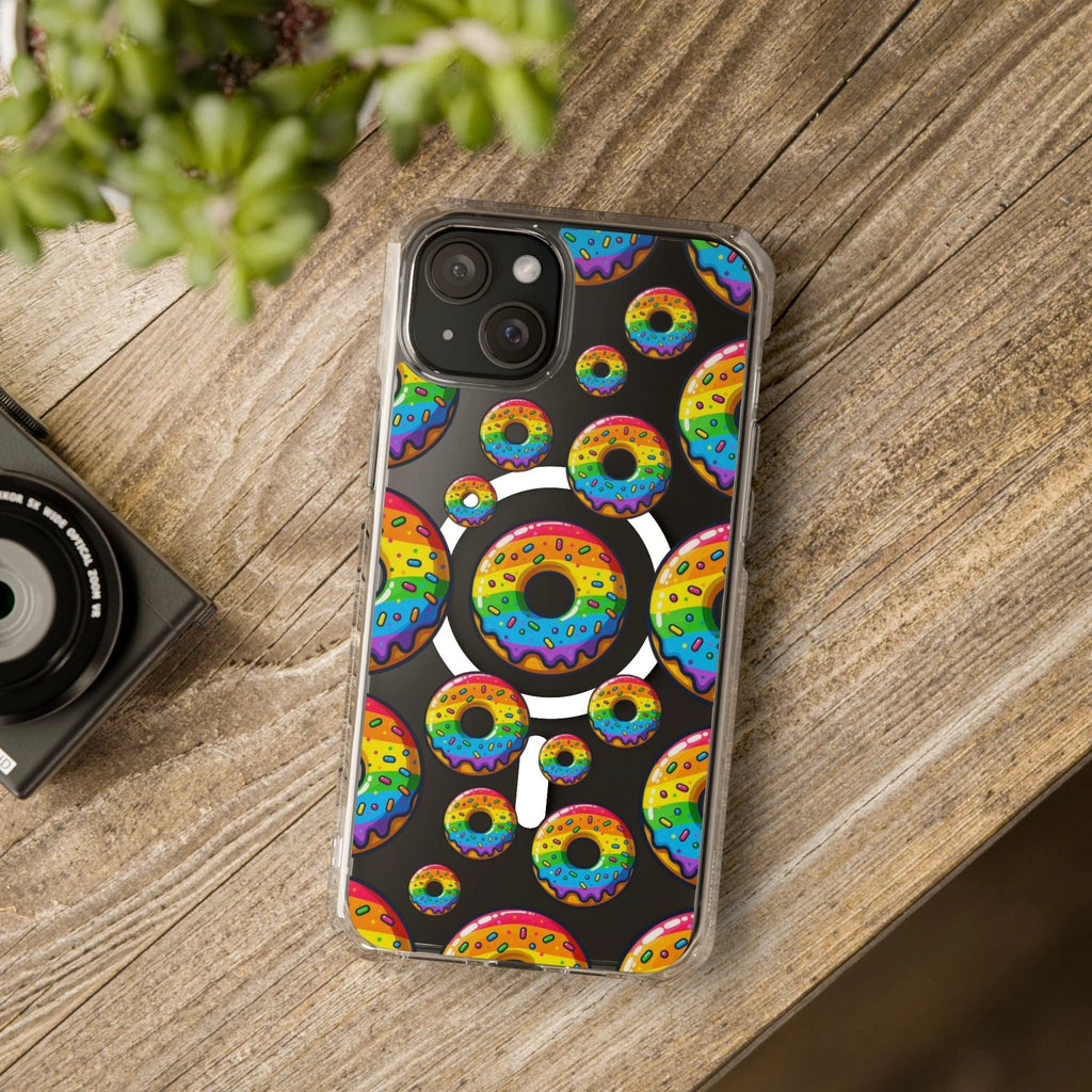 Bespattered Facade Rainbow Sprinkle Donut MagSafe Clear Impact Cases by Bespattered Facade