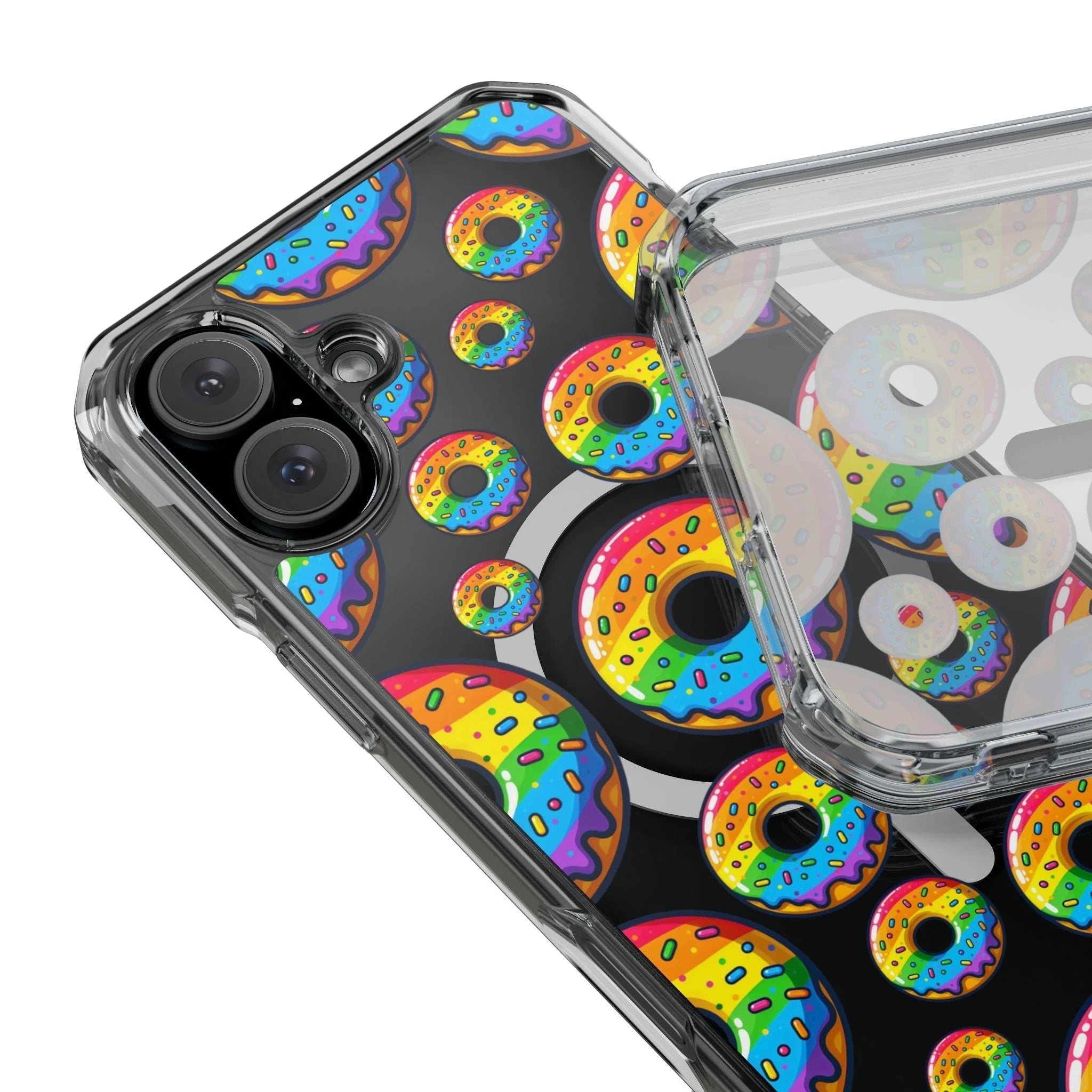Bespattered Facade Rainbow Sprinkle Donut MagSafe Clear Impact Cases by Bespattered Facade