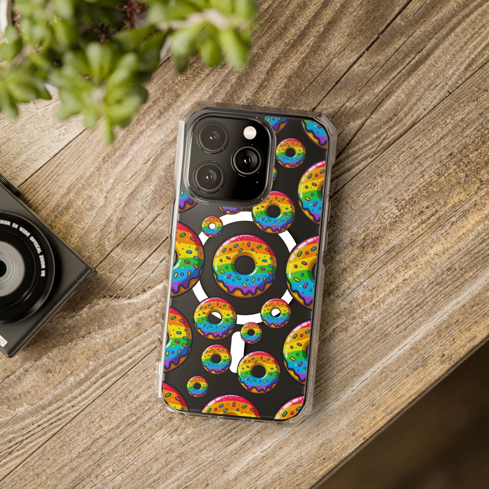 Bespattered Facade Rainbow Sprinkle Donut MagSafe Clear Impact Cases by Bespattered Facade