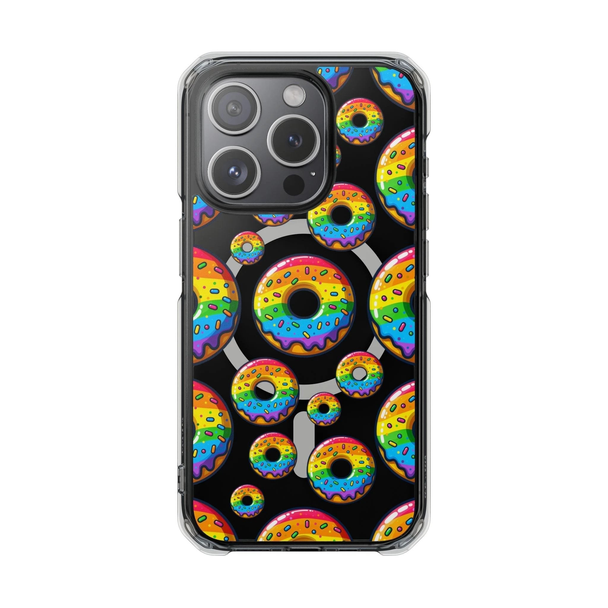 Bespattered Facade Rainbow Sprinkle Donut MagSafe Clear Impact Cases by Bespattered Facade