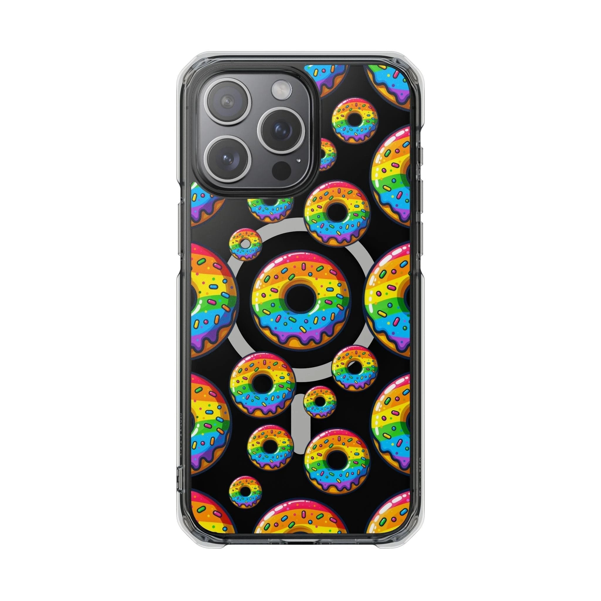 Bespattered Facade Rainbow Sprinkle Donut MagSafe Clear Impact Cases by Bespattered Facade
