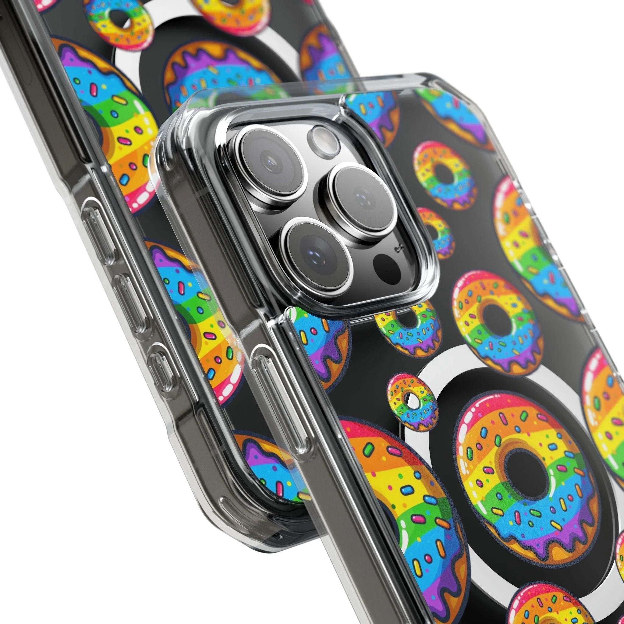 Bespattered Facade Rainbow Sprinkle Donut MagSafe Clear Impact Cases by Bespattered Facade