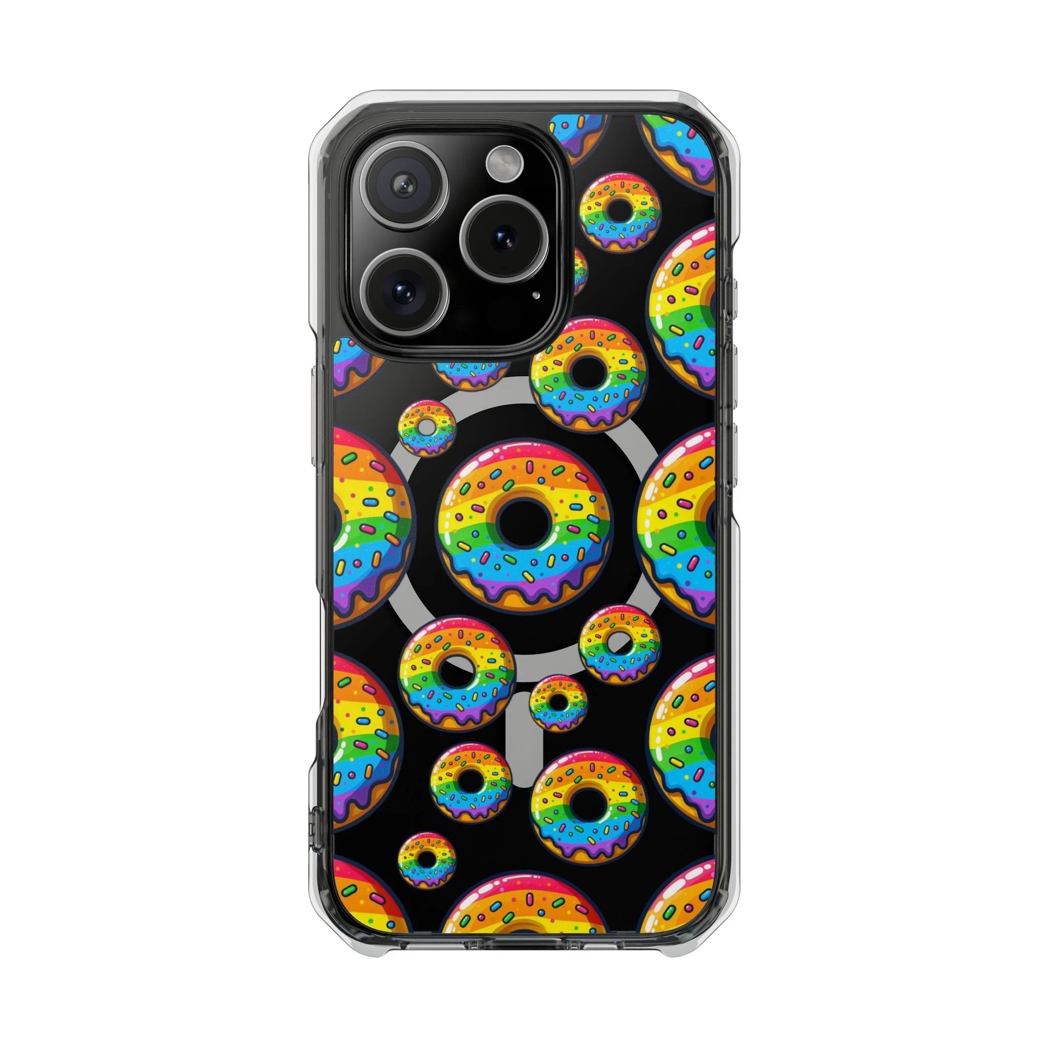 Bespattered Facade Rainbow Sprinkle Donut MagSafe Clear Impact Cases by Bespattered Facade