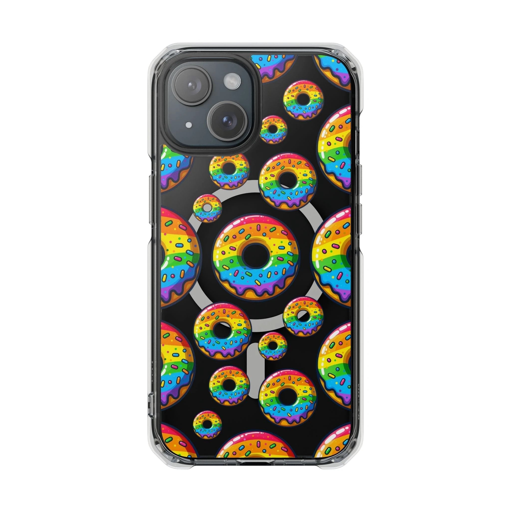 Bespattered Facade Rainbow Sprinkle Donut MagSafe Clear Impact Cases by Bespattered Facade
