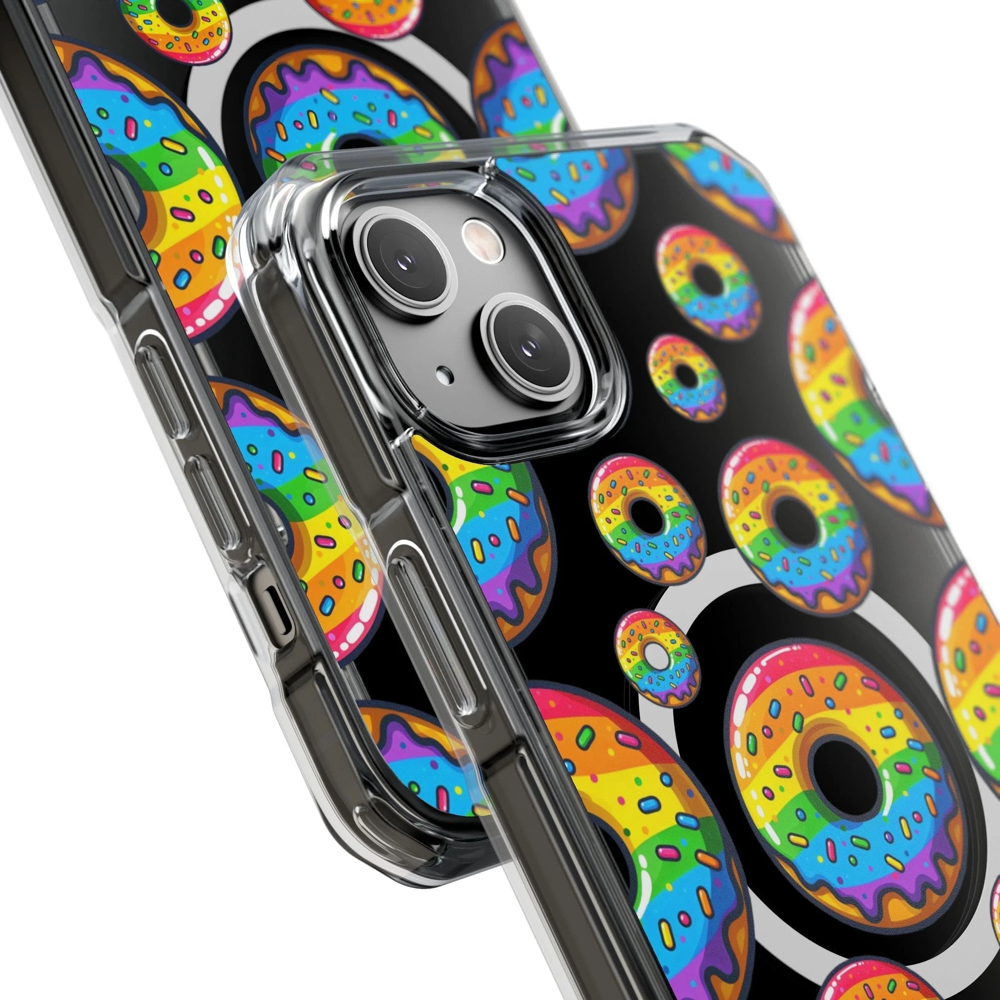 Bespattered Facade Rainbow Sprinkle Donut MagSafe Clear Impact Cases by Bespattered Facade