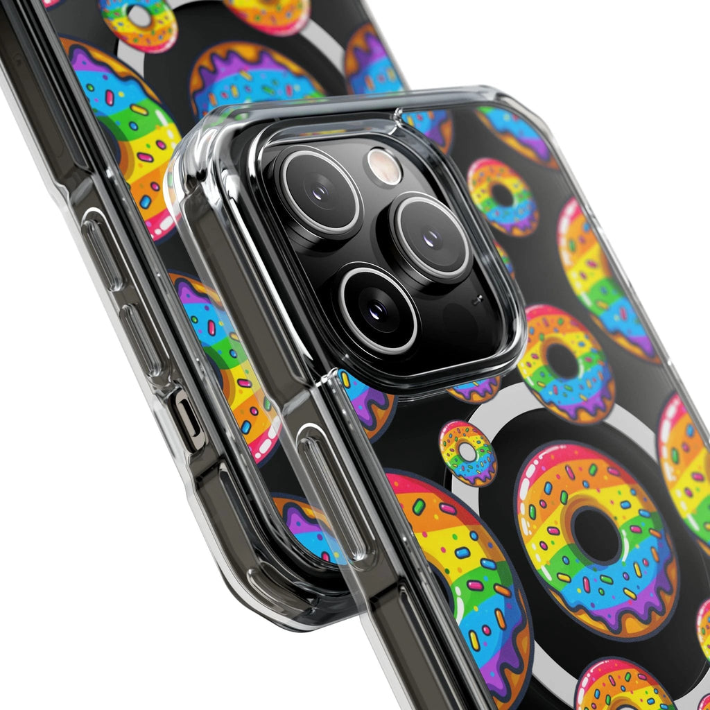 Bespattered Facade Rainbow Sprinkle Donut MagSafe Clear Impact Cases by Bespattered Facade