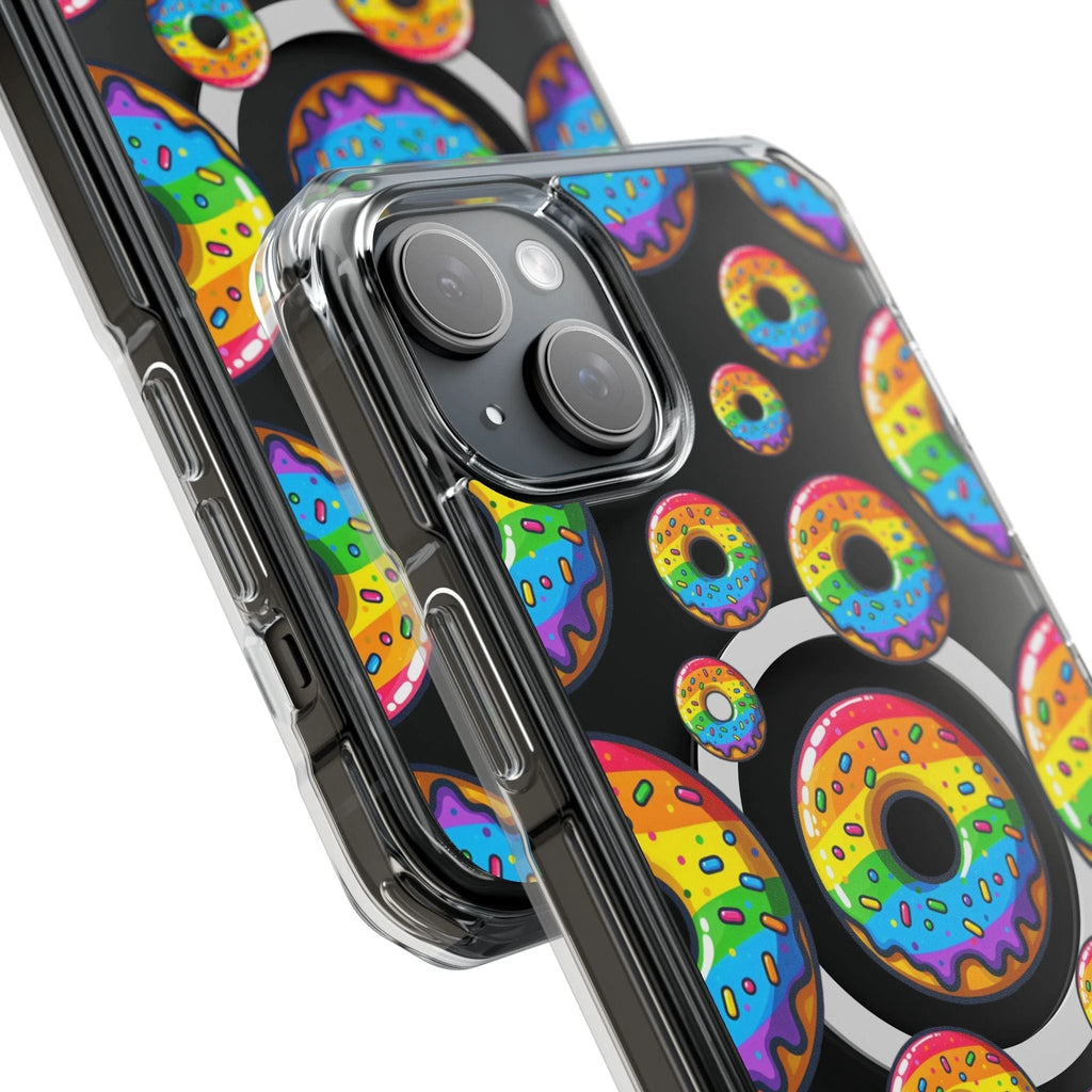 Bespattered Facade Rainbow Sprinkle Donut MagSafe Clear Impact Cases by Bespattered Facade