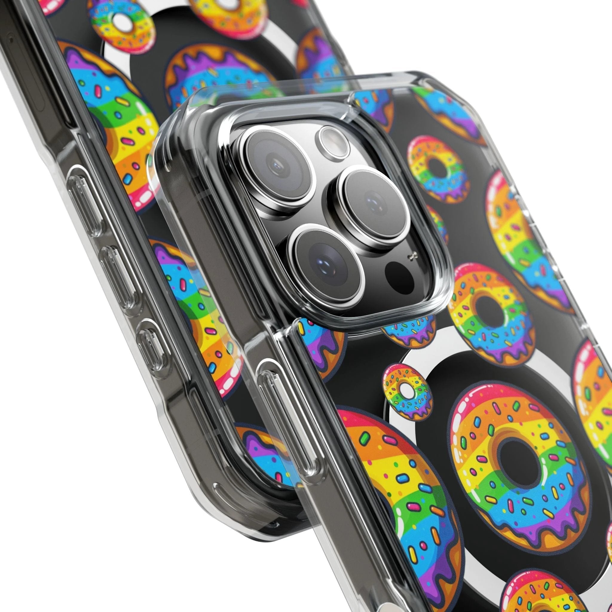 Bespattered Facade Rainbow Sprinkle Donut MagSafe Clear Impact Cases by Bespattered Facade