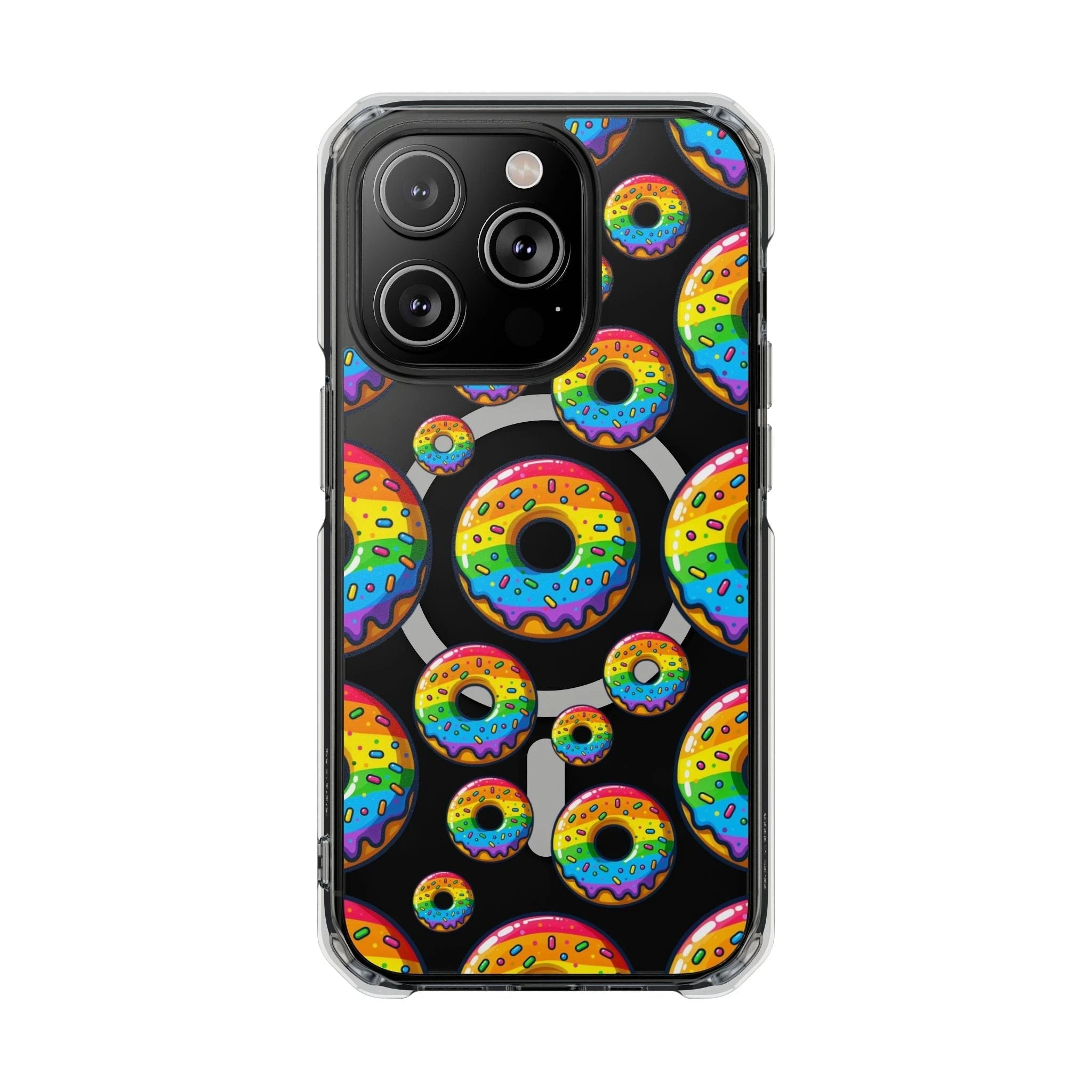 Bespattered Facade Rainbow Sprinkle Donut MagSafe Clear Impact Cases by Bespattered Facade