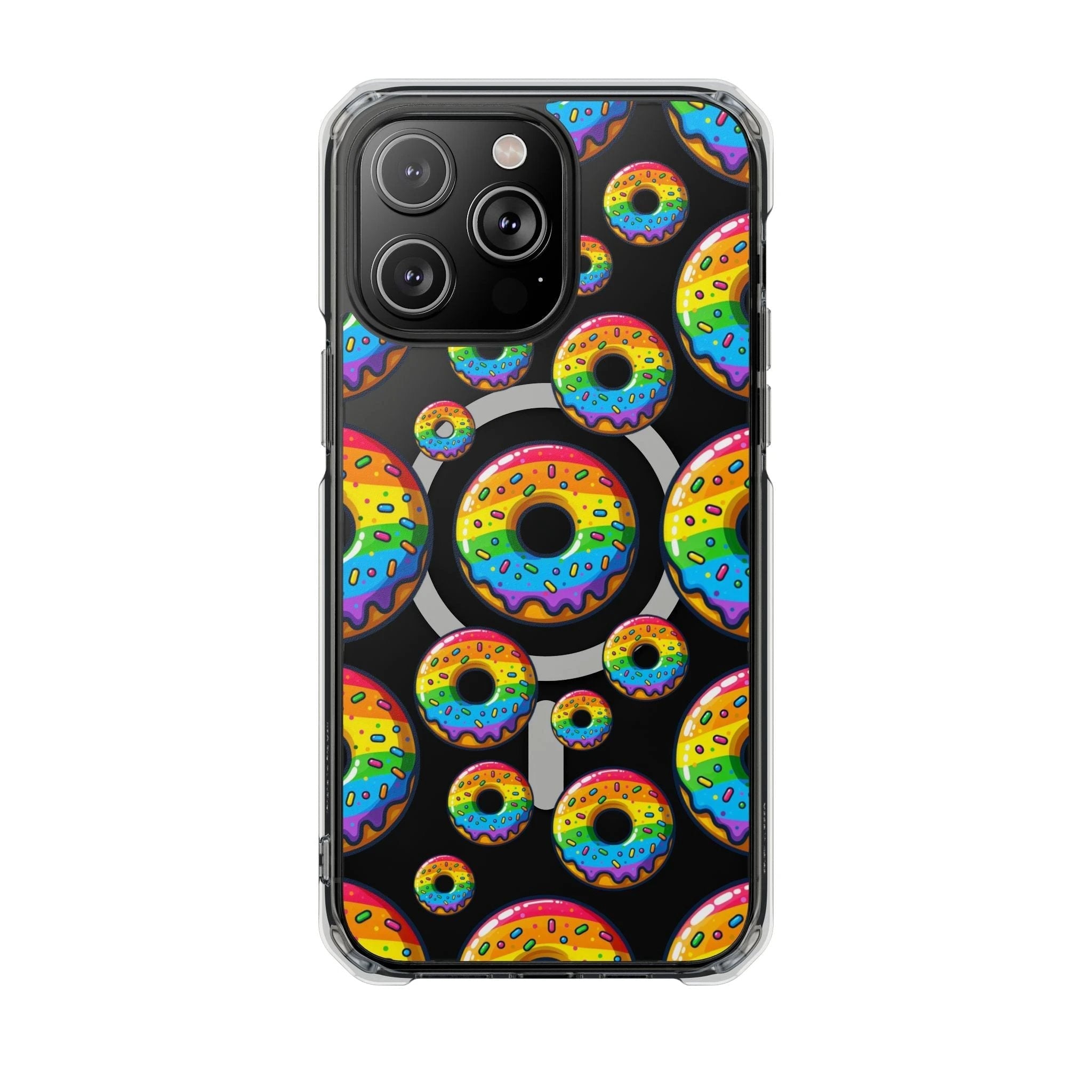 Bespattered Facade Rainbow Sprinkle Donut MagSafe Clear Impact Cases by Bespattered Facade