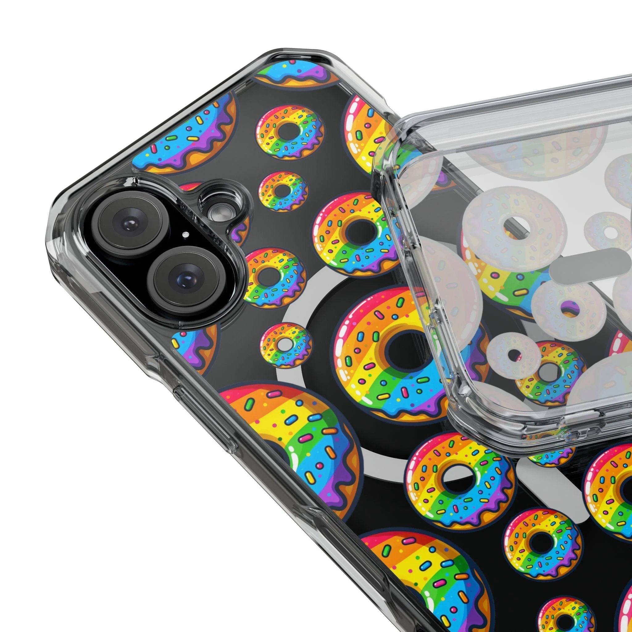 Bespattered Facade Rainbow Sprinkle Donut MagSafe Clear Impact Cases by Bespattered Facade
