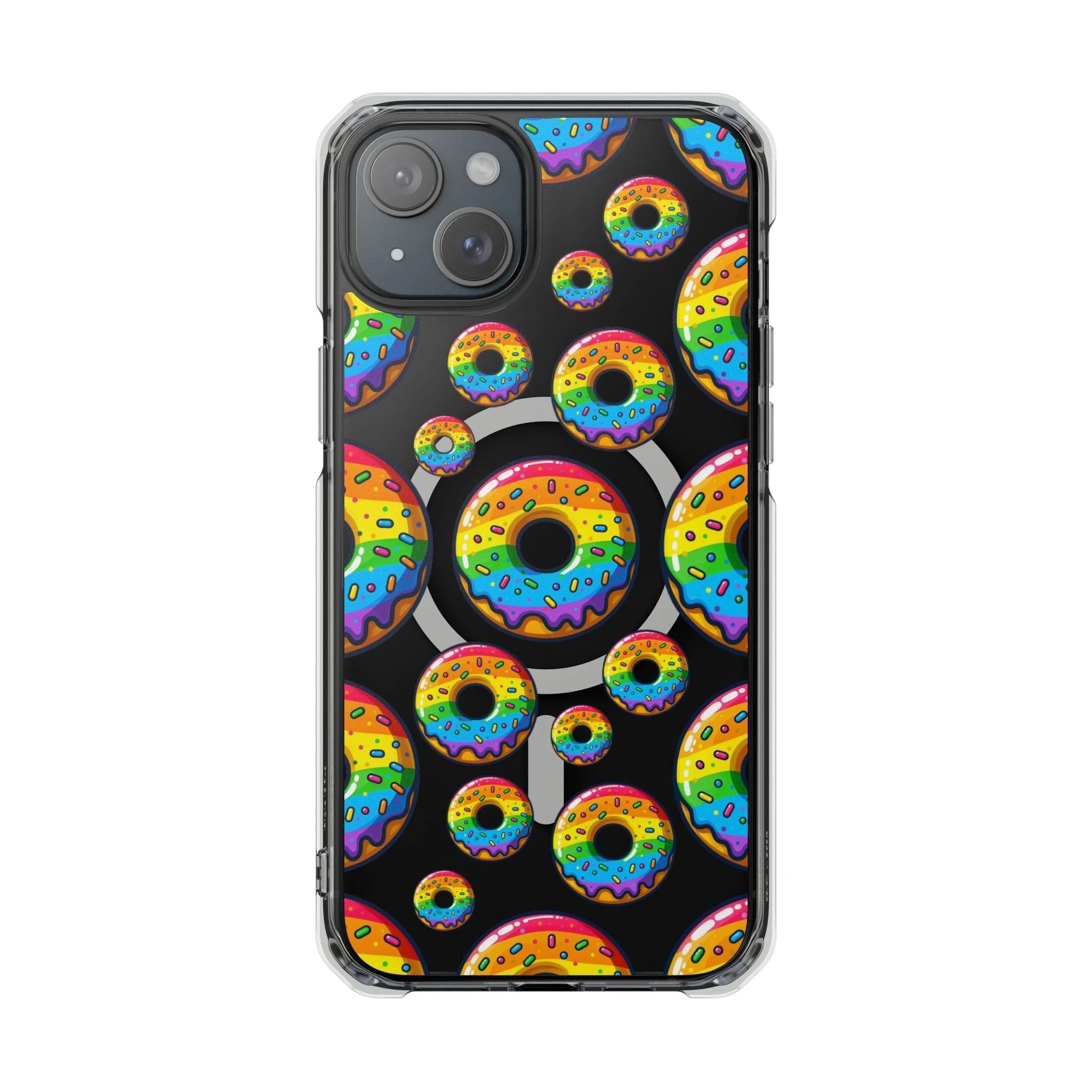 Bespattered Facade Rainbow Sprinkle Donut MagSafe Clear Impact Cases by Bespattered Facade