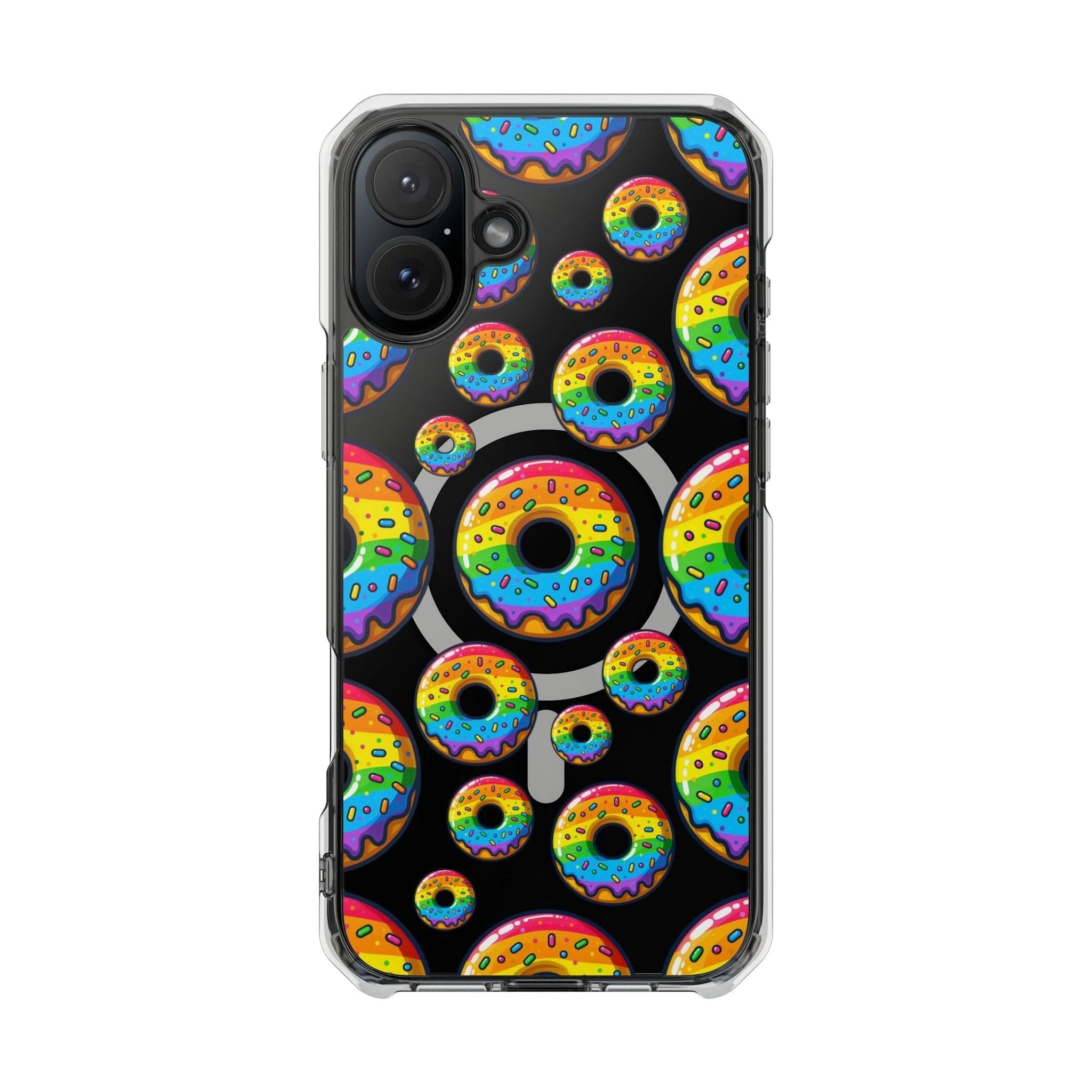 Bespattered Facade Rainbow Sprinkle Donut MagSafe Clear Impact Cases by Bespattered Facade