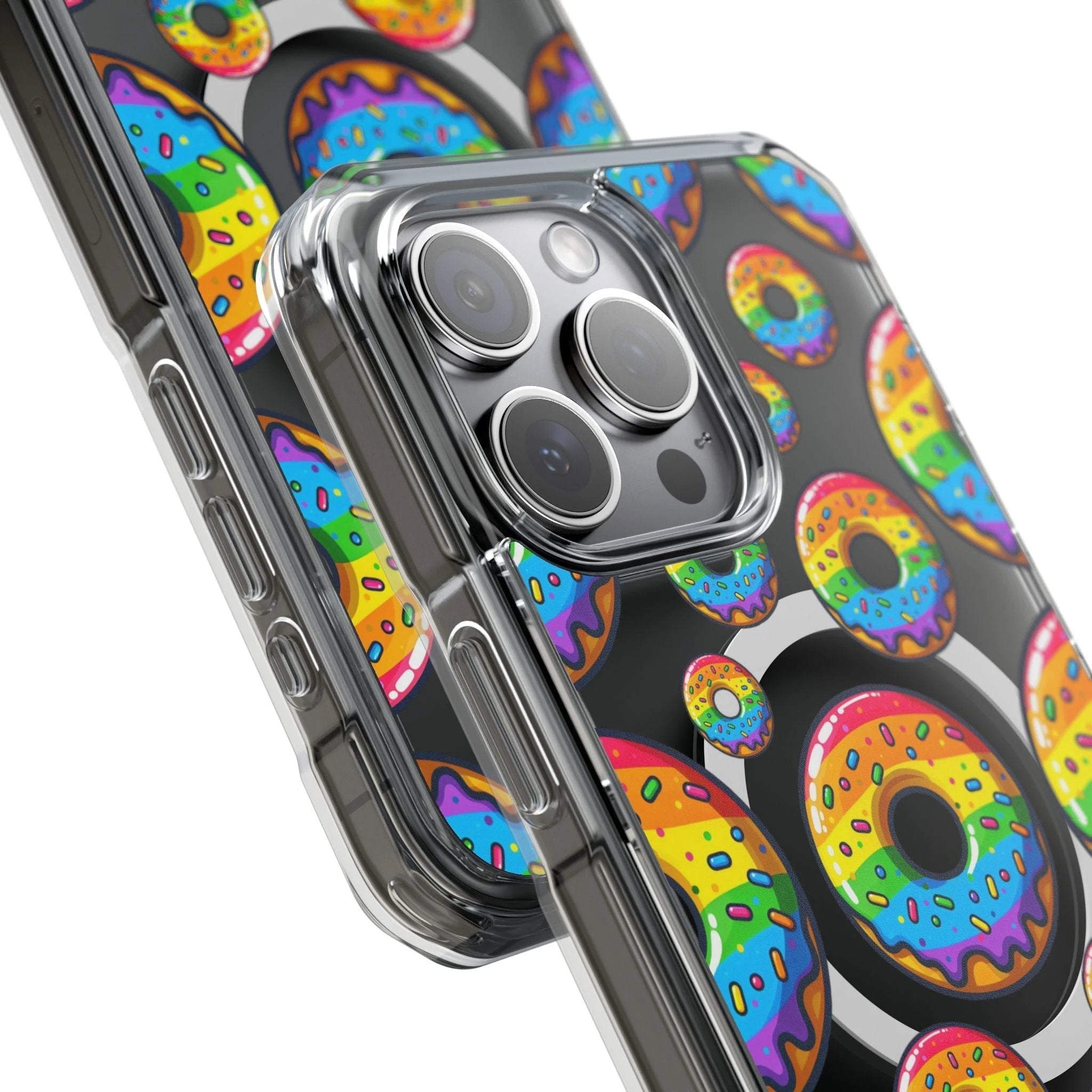 Bespattered Facade Rainbow Sprinkle Donut MagSafe Clear Impact Cases by Bespattered Facade