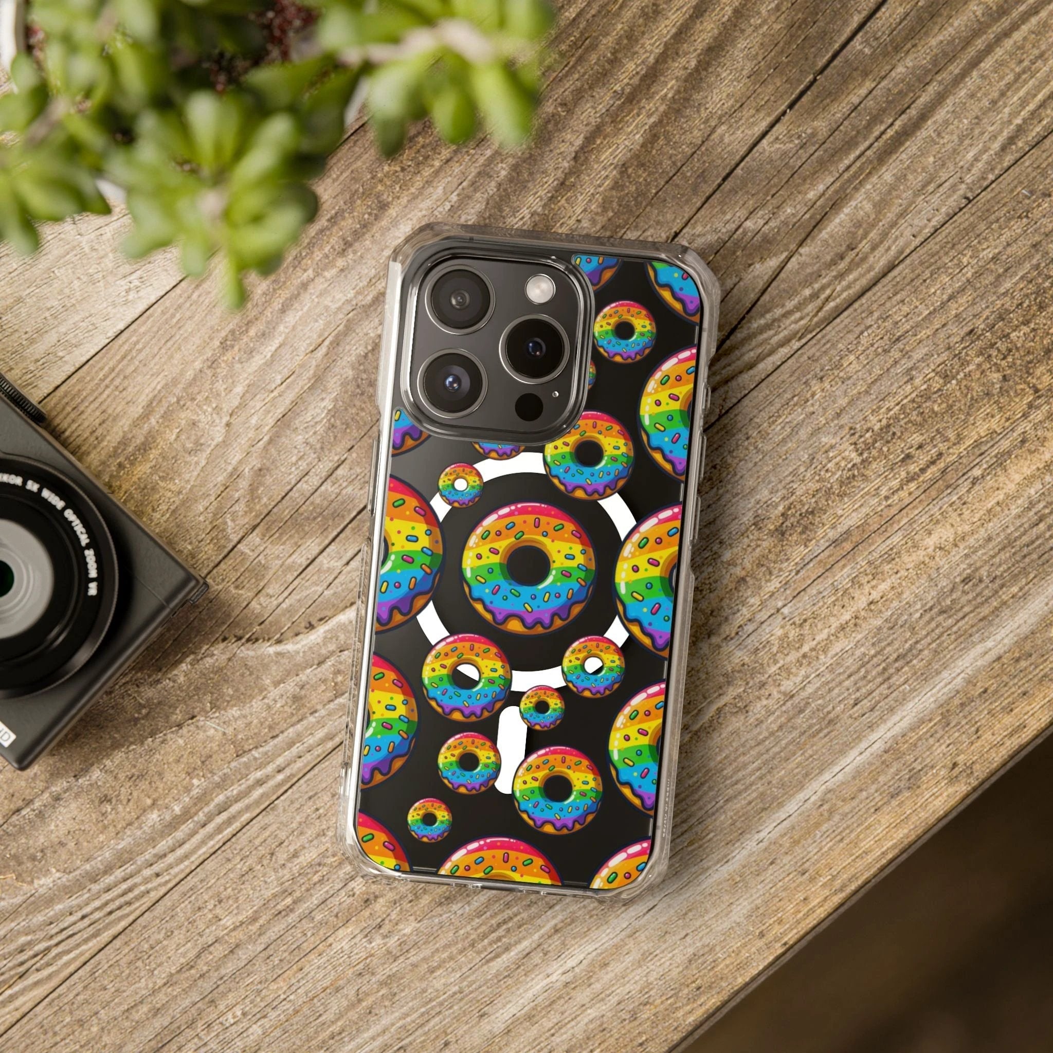 Bespattered Facade Rainbow Sprinkle Donut MagSafe Clear Impact Cases by Bespattered Facade