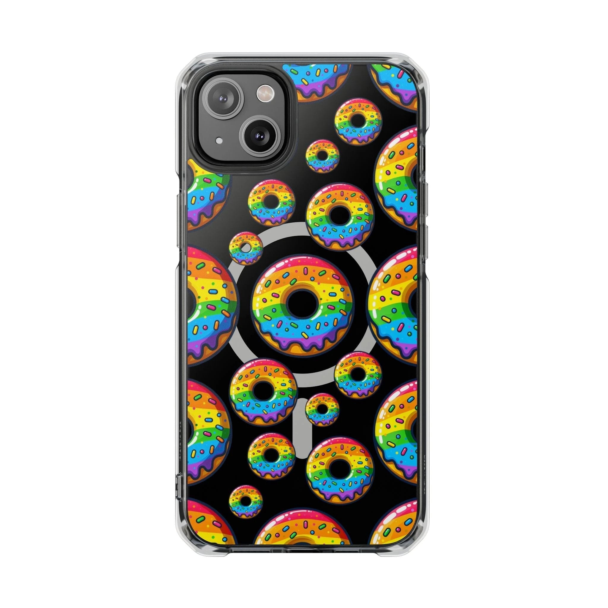 Bespattered Facade Rainbow Sprinkle Donut MagSafe Clear Impact Cases by Bespattered Facade