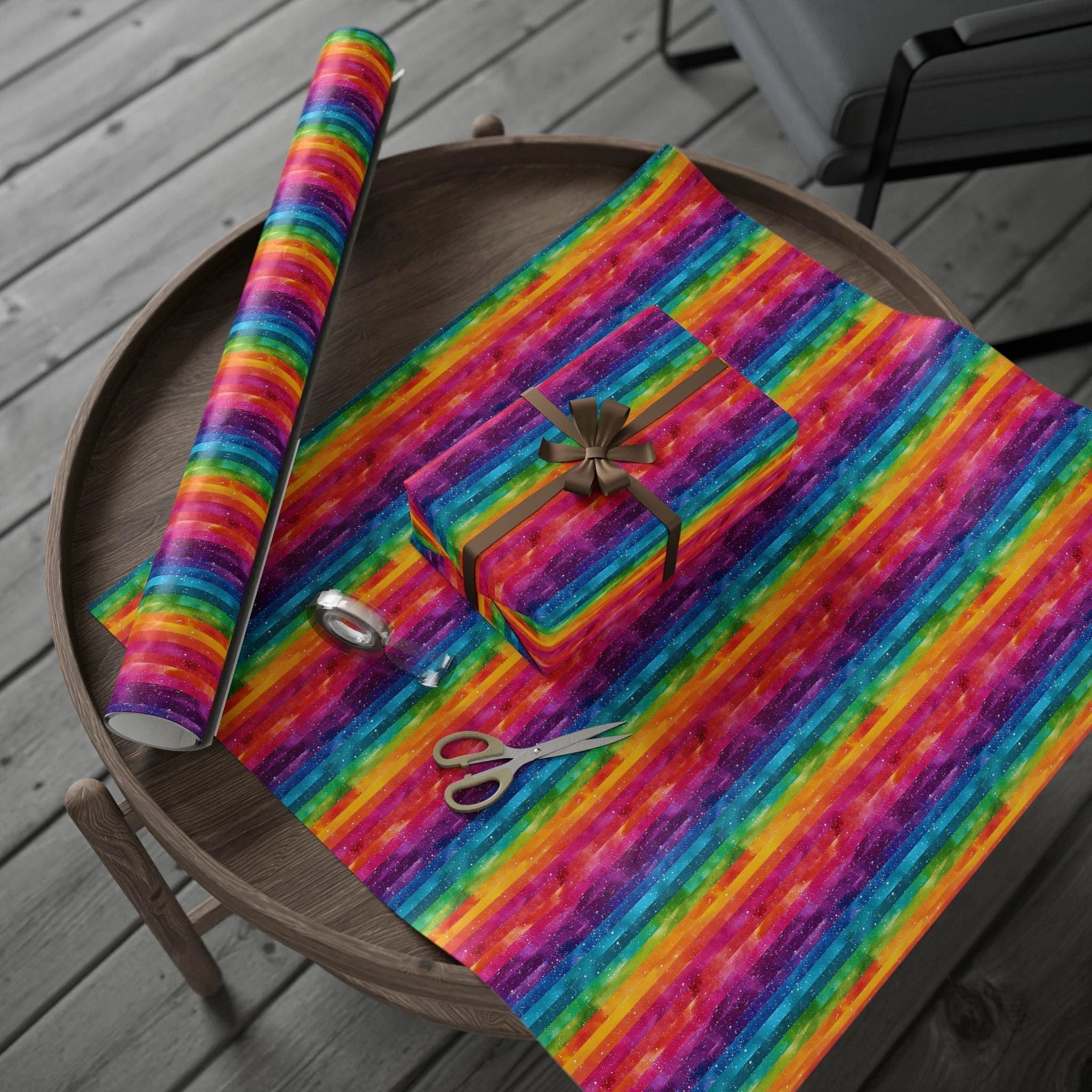 Bespattered Facade Rainbow Stripes Wrapping Paper | Three Sizes | Glossy or Matte by Bespattered Facade