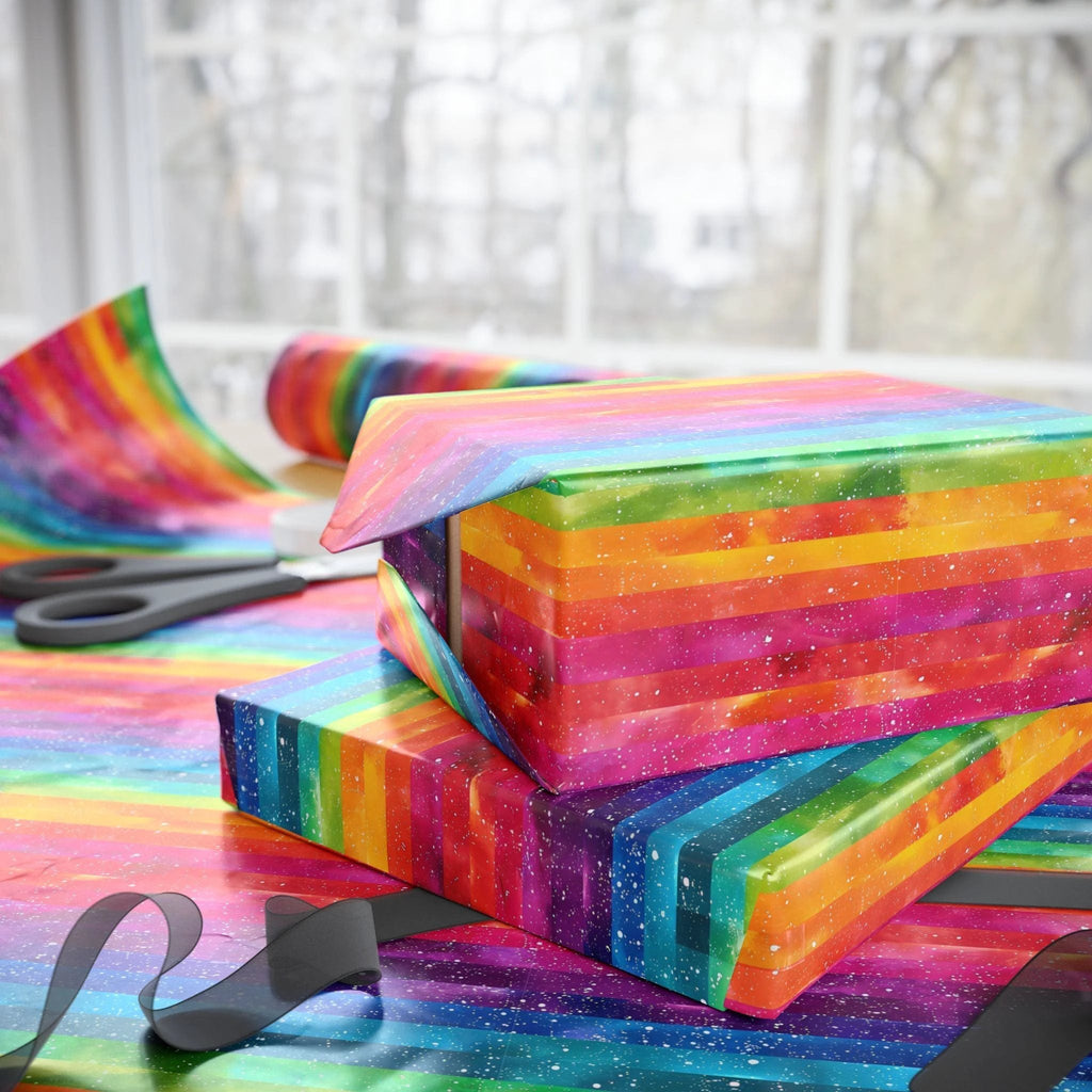 Bespattered Facade Rainbow Stripes Wrapping Paper | Three Sizes | Glossy or Matte by Bespattered Facade