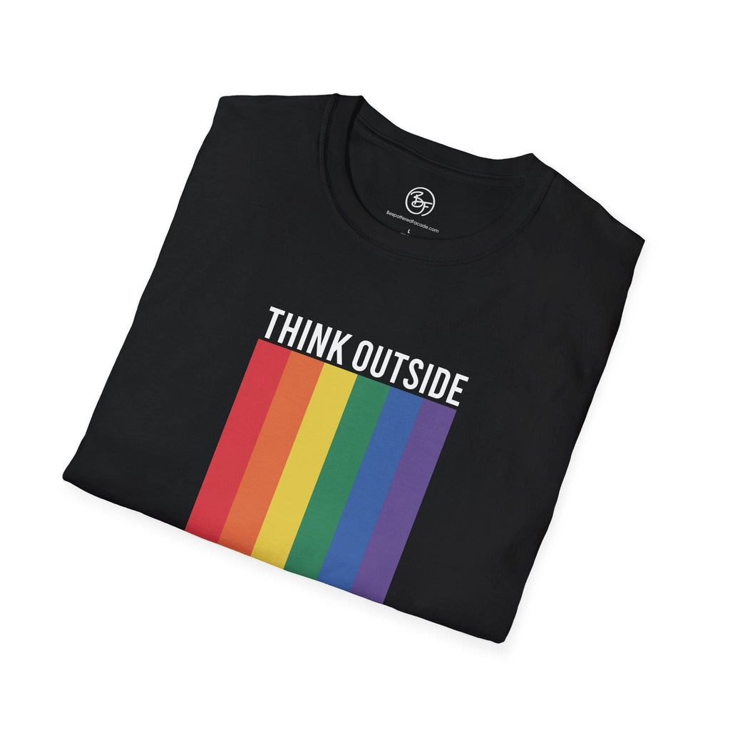 Bespattered Facade Rainbow Think Outside the Box Unisex Softstyle T-Shirt by Bespattered Facade