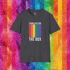 Bespattered Facade Rainbow Think Outside the Box Unisex Softstyle T-Shirt by Bespattered Facade