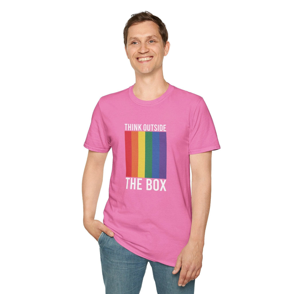 Bespattered Facade Rainbow Think Outside the Box Unisex Softstyle T-Shirt by Bespattered Facade