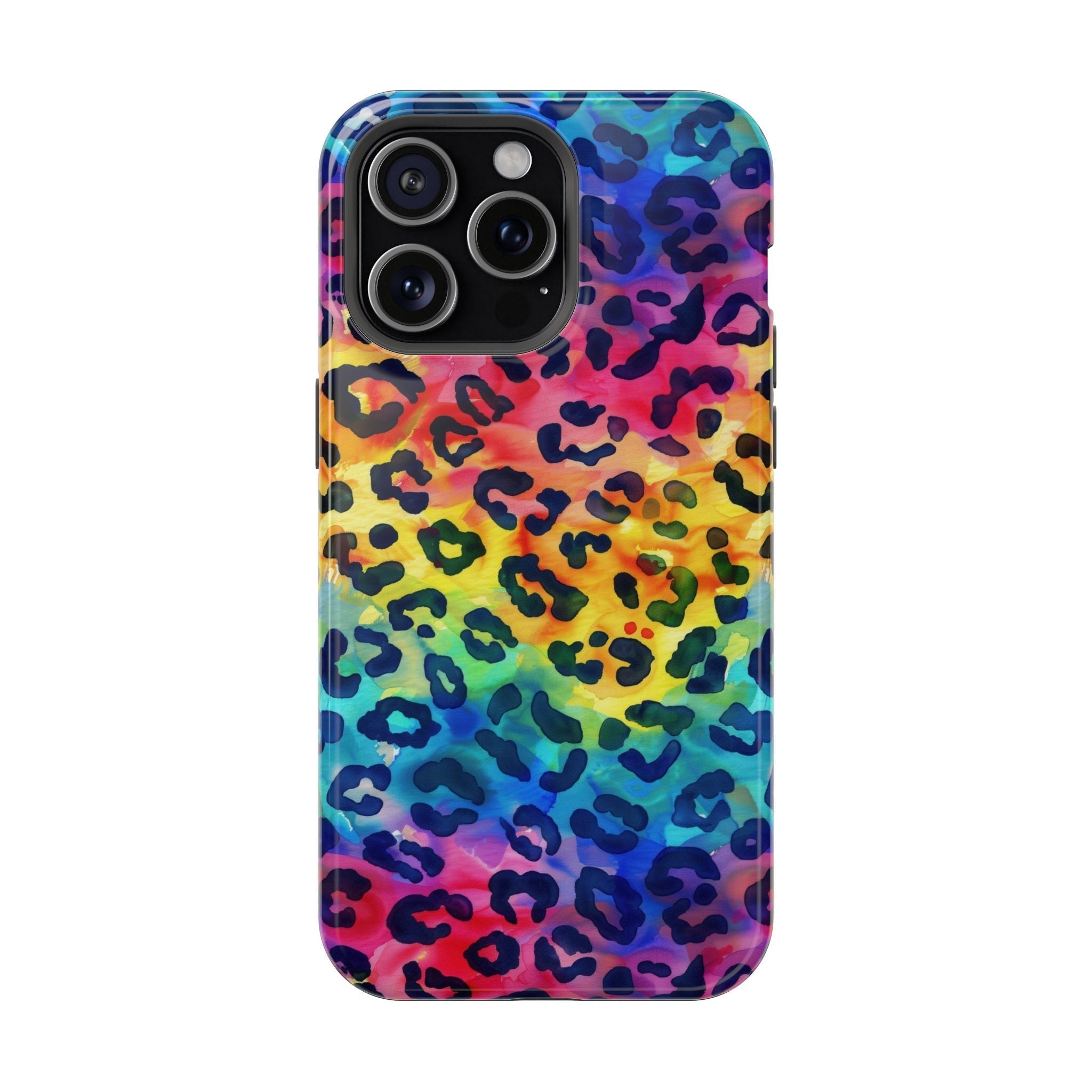 Bespattered Facade Rainbow Watercolor Leopard MagSafe Tough Case by Bespattered Facade