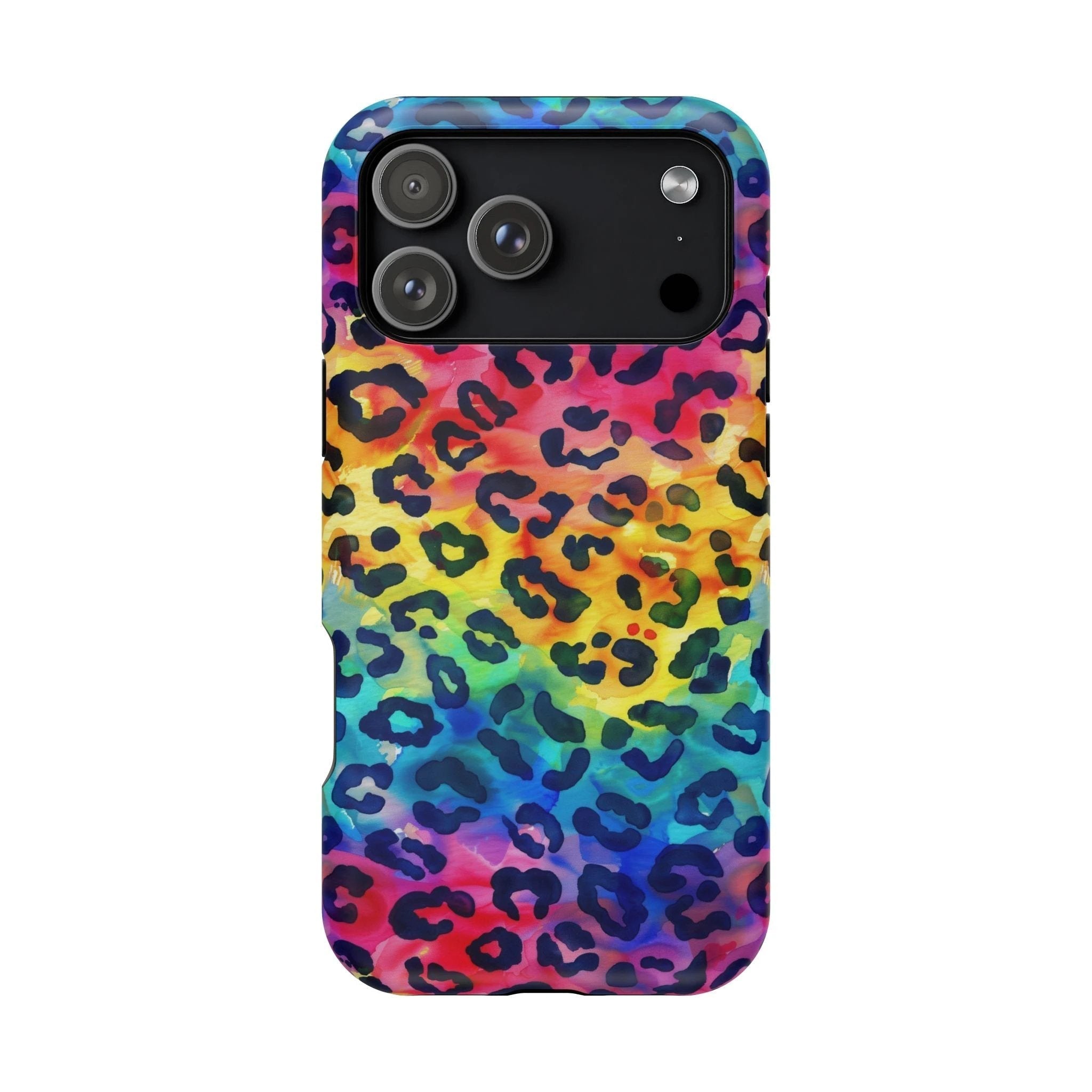 Bespattered Facade Rainbow Watercolor Leopard MagSafe Tough Case by Bespattered Facade