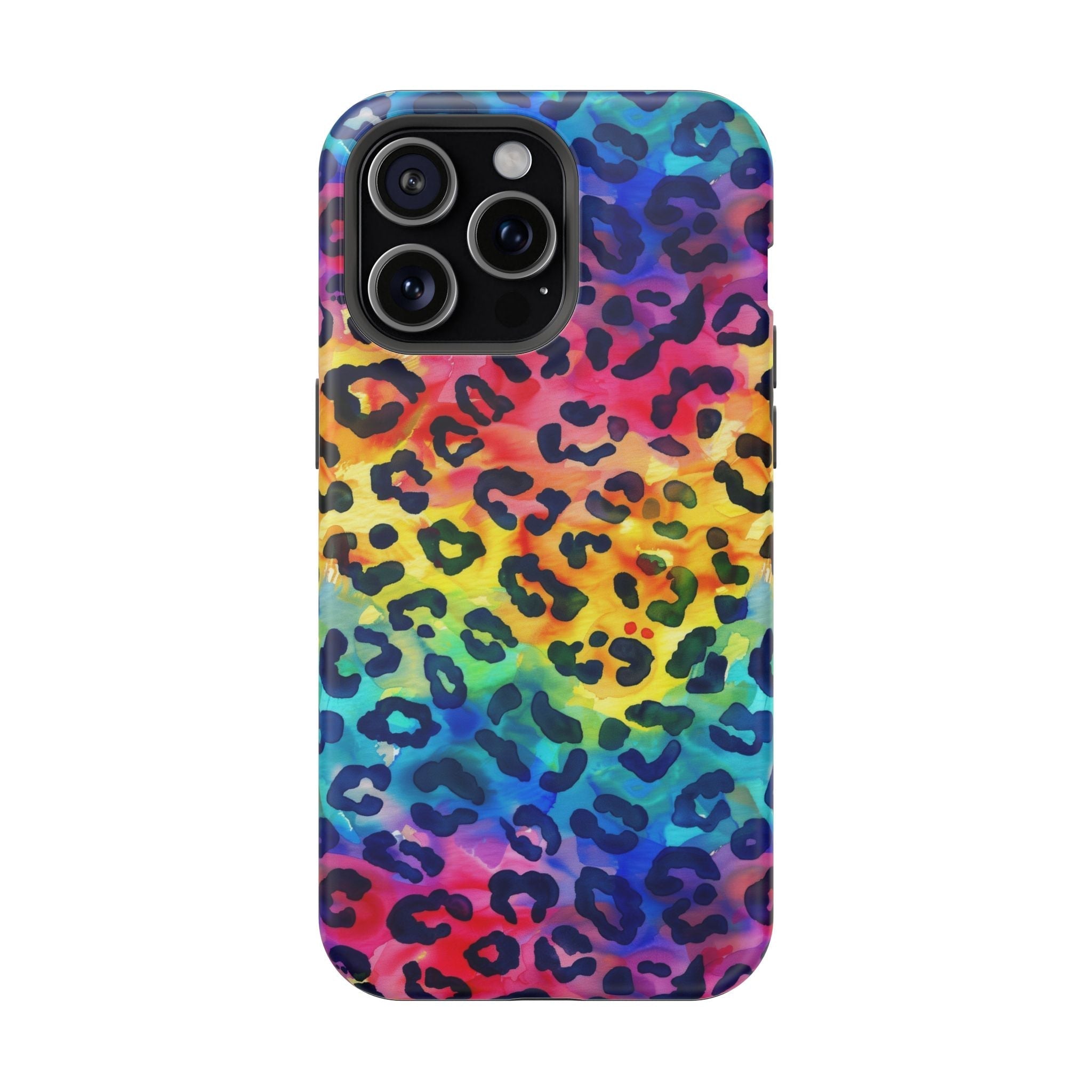 Bespattered Facade Rainbow Watercolor Leopard MagSafe Tough Case by Bespattered Facade