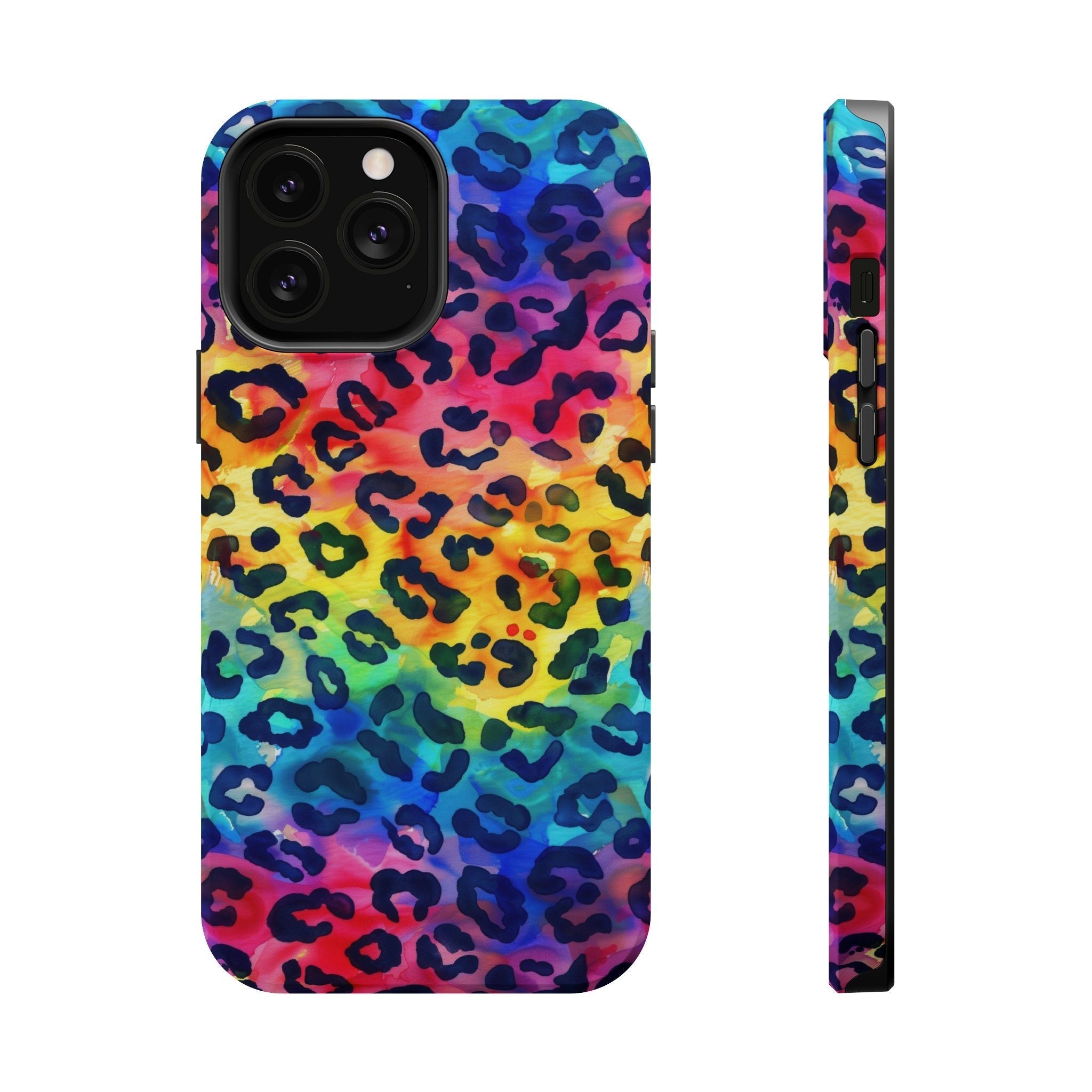 Bespattered Facade Rainbow Watercolor Leopard MagSafe Tough Case by Bespattered Facade