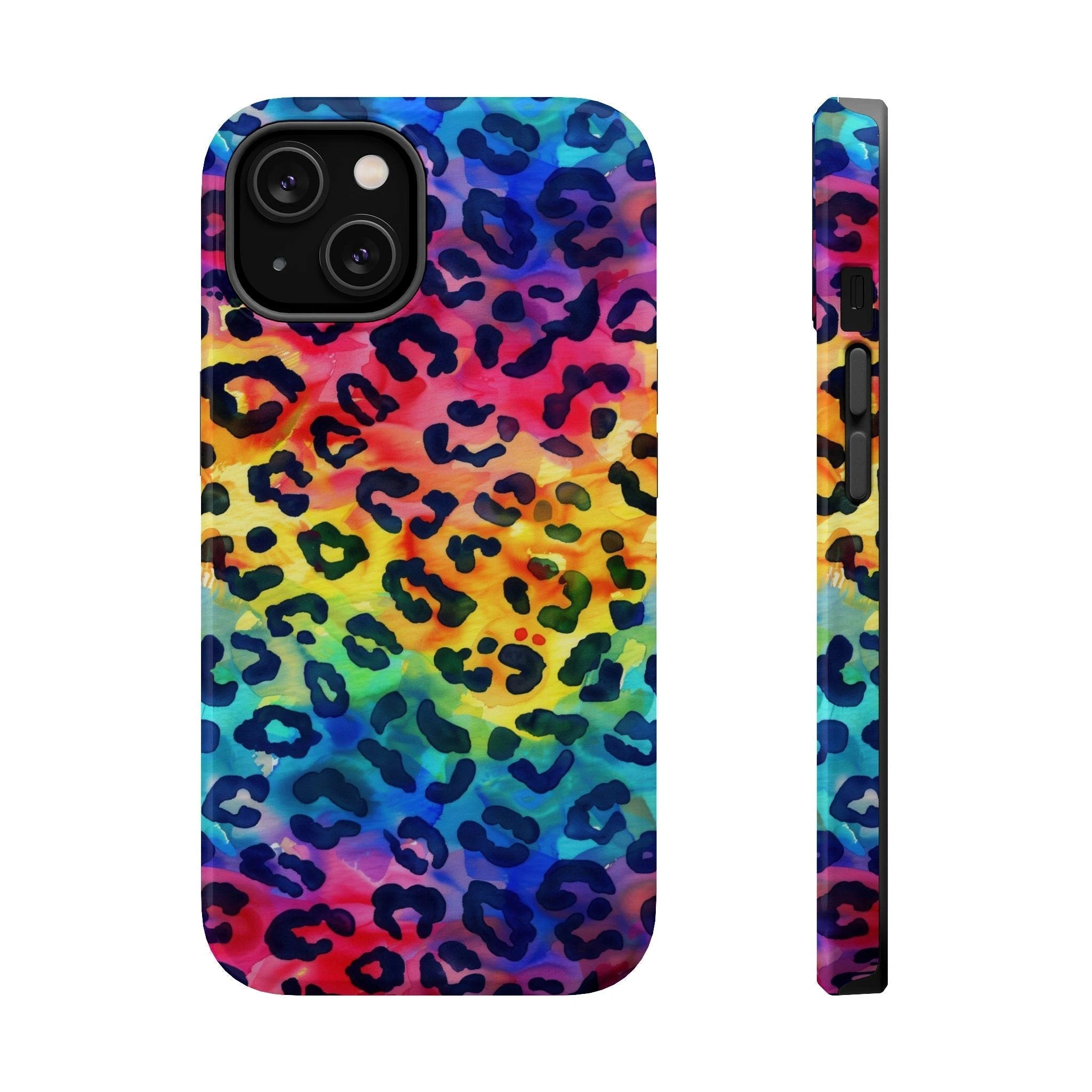 Bespattered Facade Rainbow Watercolor Leopard MagSafe Tough Case by Bespattered Facade